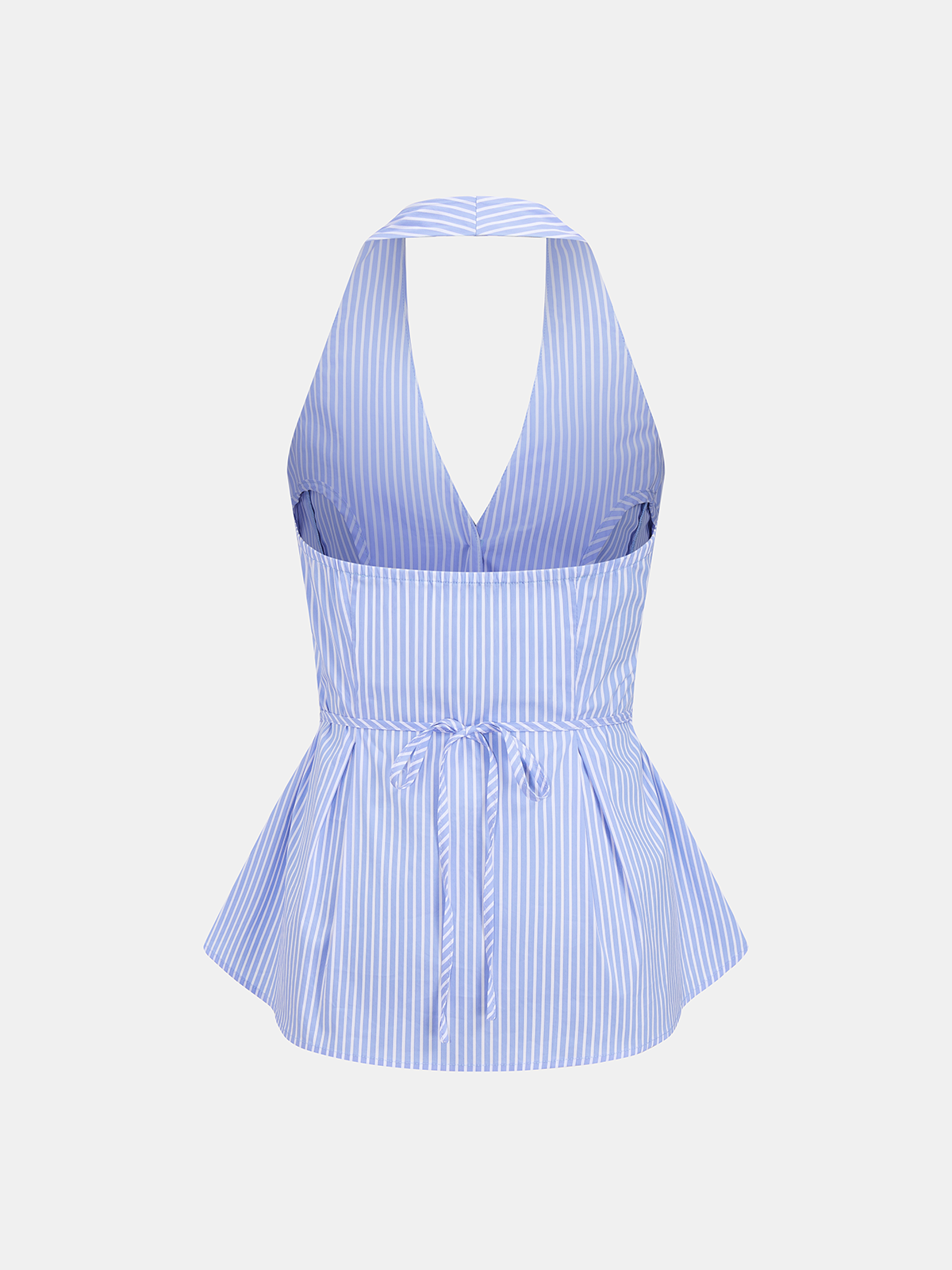 Cotton Striped Halter Peplum Top & Shorts Set for Summer Casual Wear