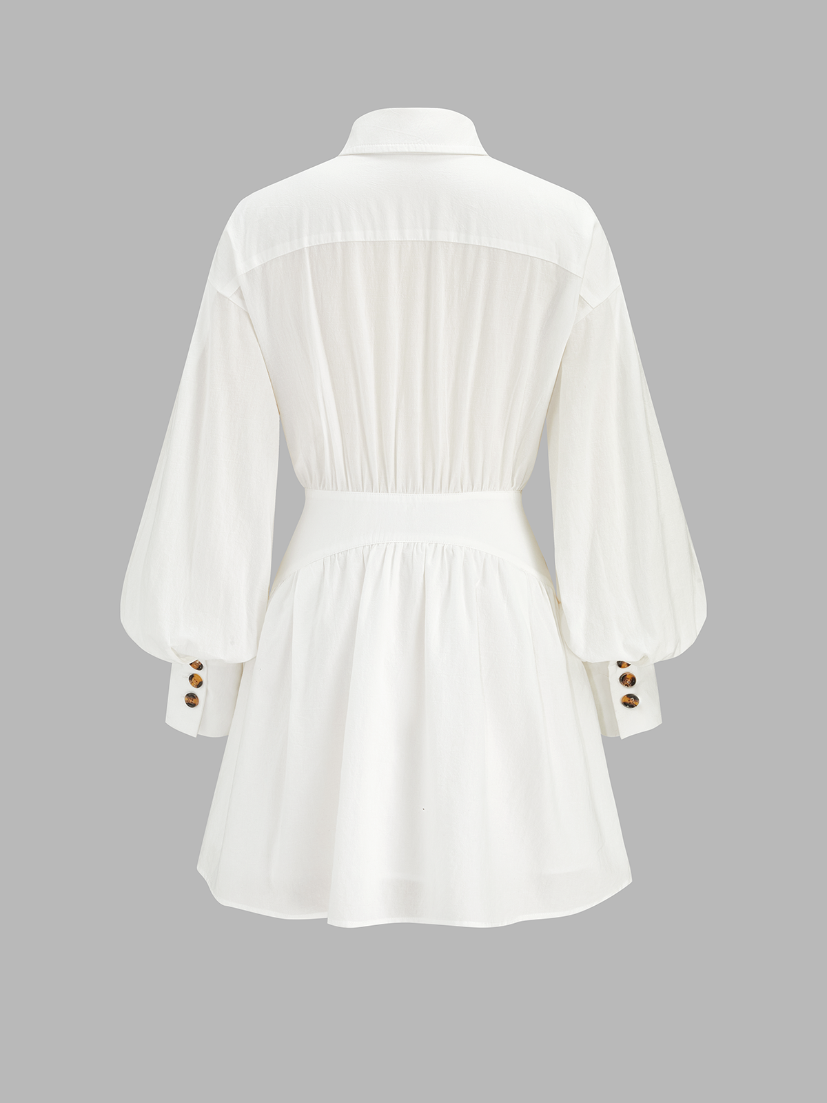 Cotton Tie-Waist Long Sleeve Shirt Dress with Pockets and Belt