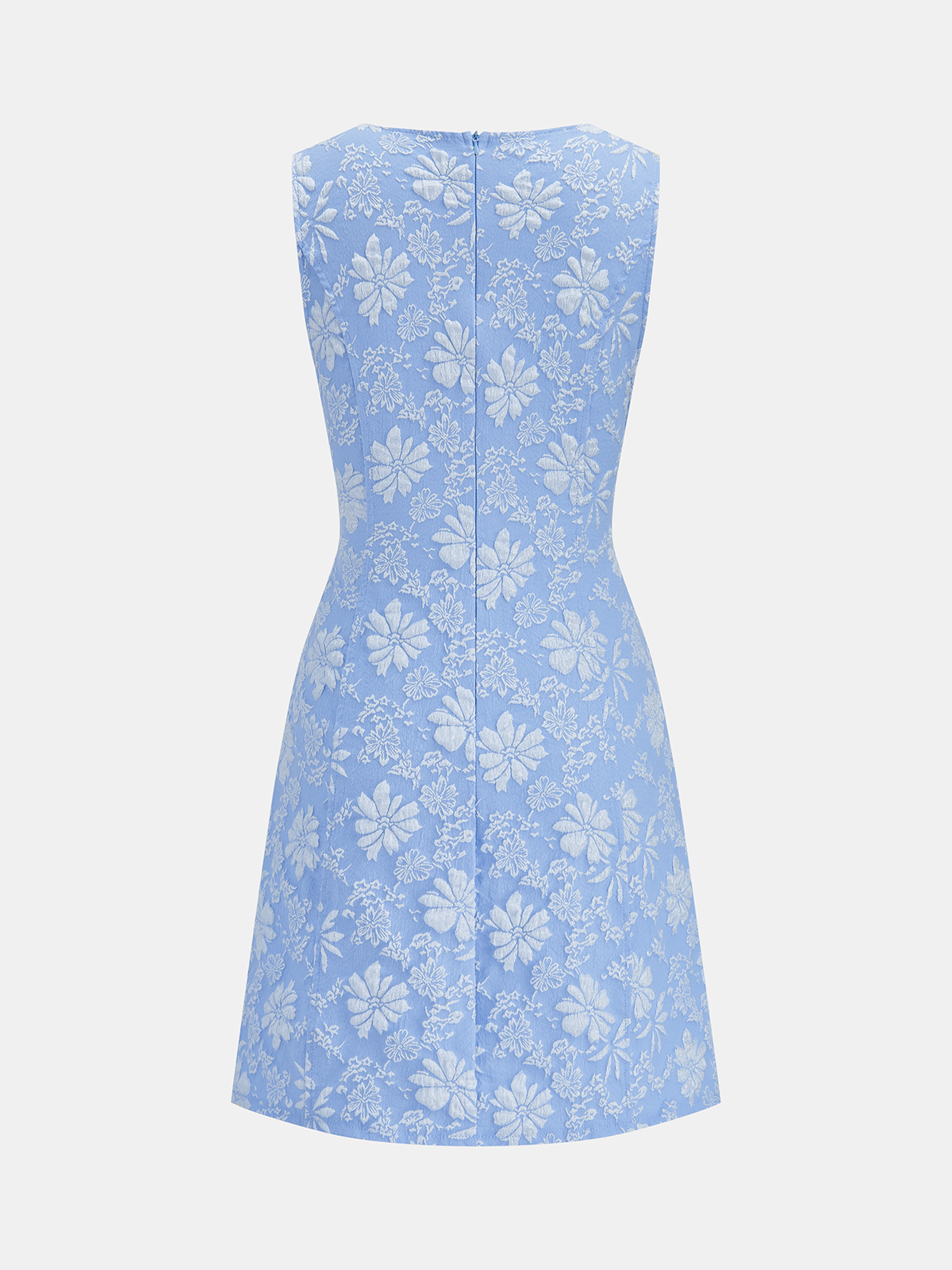 Floral Jacquard Sleeveless Mini Dress Perfect for Summer Weddings
