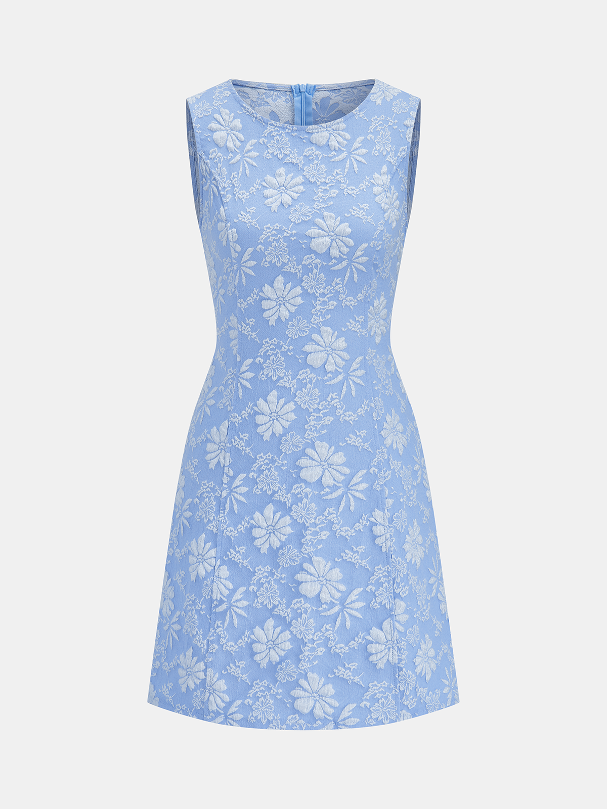 Floral Jacquard Sleeveless Mini Dress Perfect for Summer Weddings