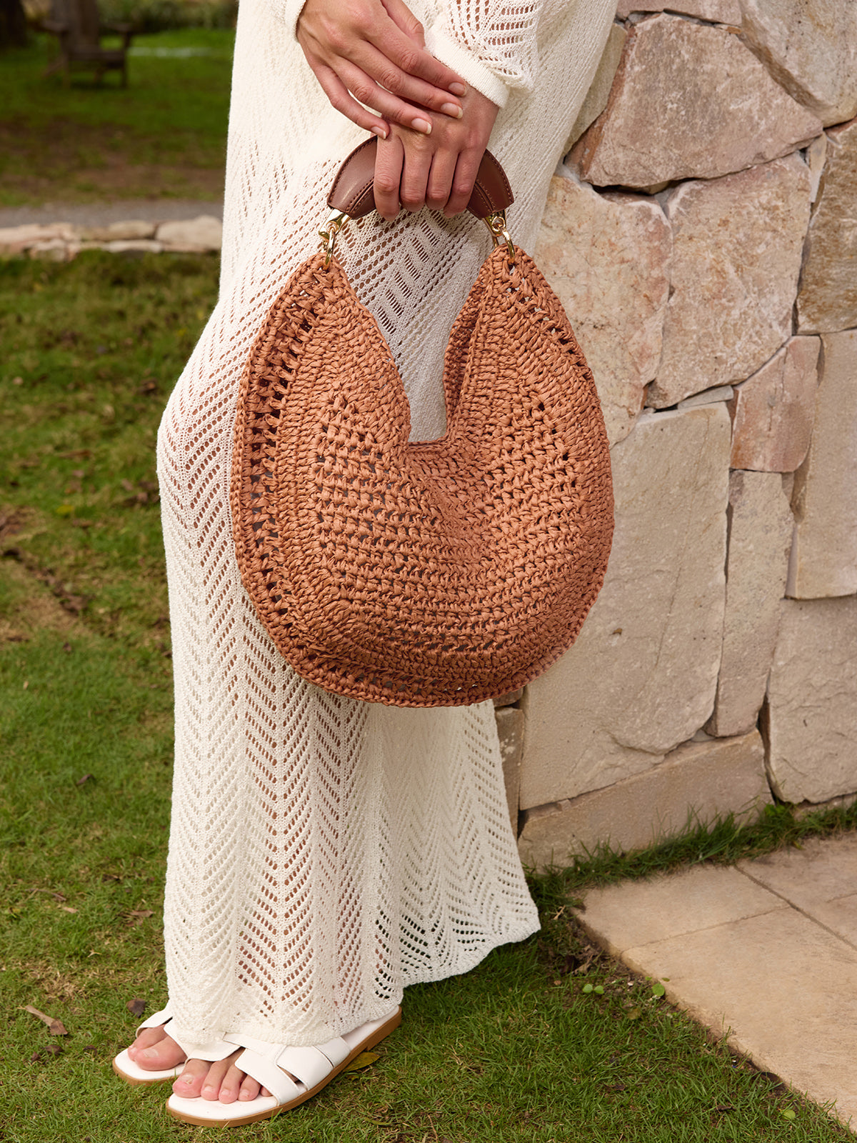 Straw Woven Hobo Shoulder Bag Lightweight Summer Beach Tote