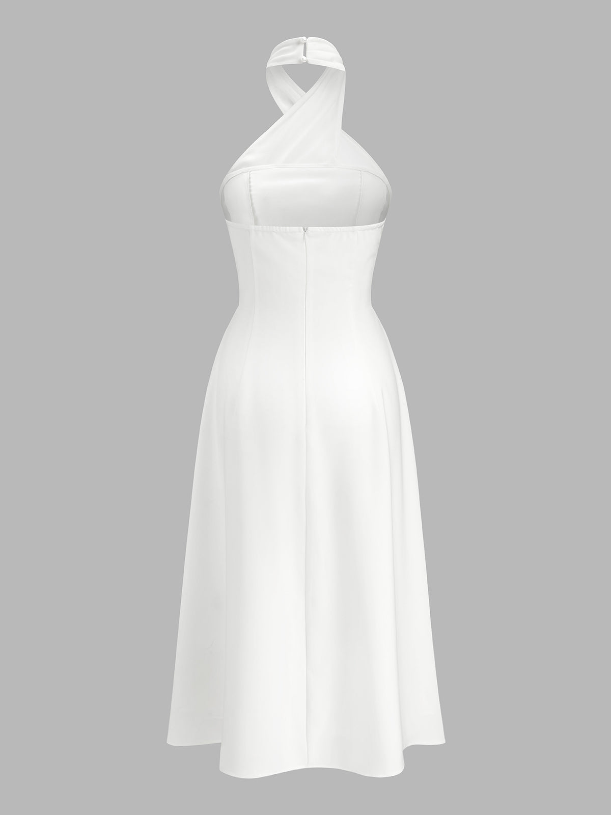 Halter Neck Cross Front Maxi Dress with Elegant Side Slit