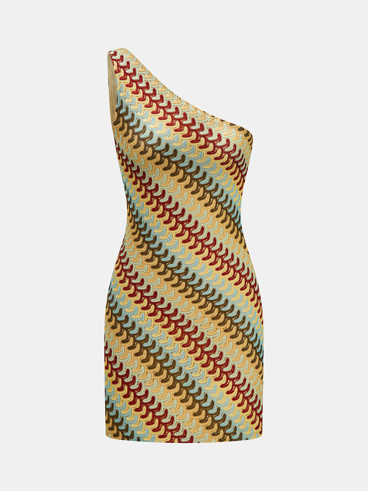 One Shoulder Wave Striped Slim Fit Mini Dress for Women, Trendy Evening Wear
