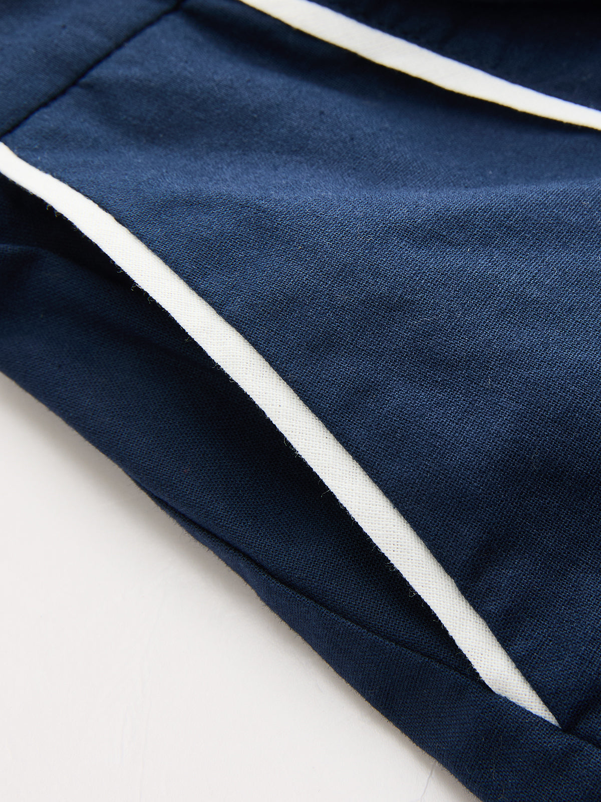 Contrast Trim Cotton Linen Top & Shorts Set for Comfortable Summer Wear