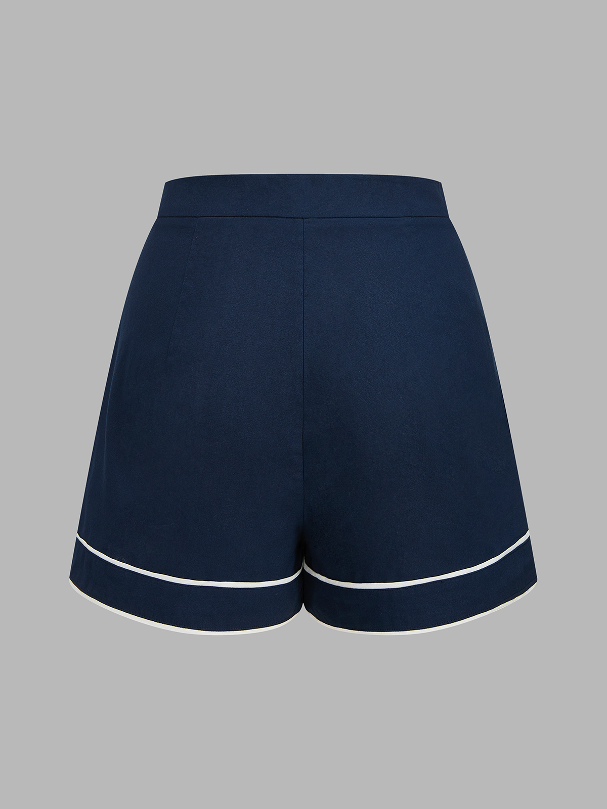 Contrast Trim Cotton Linen Top & Shorts Set for Comfortable Summer Wear