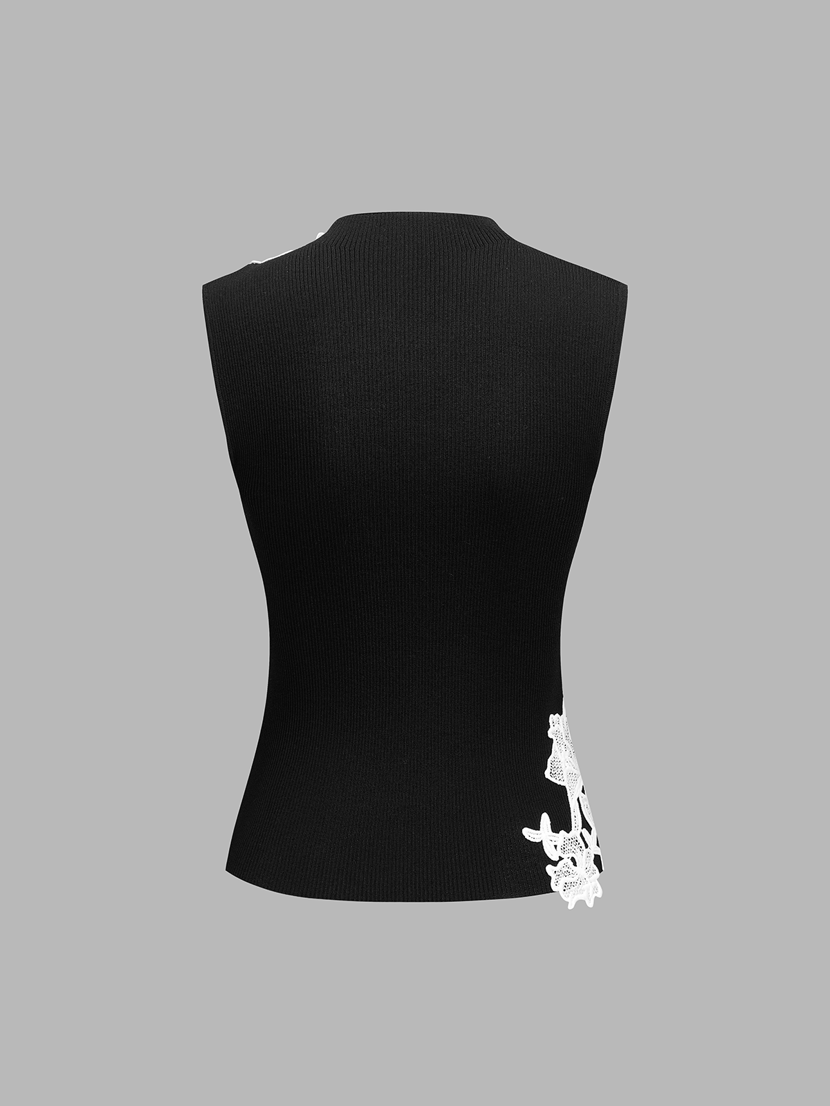 Mock Neck Lace Embroidered Sleeveless Top for Women Casual Elegance