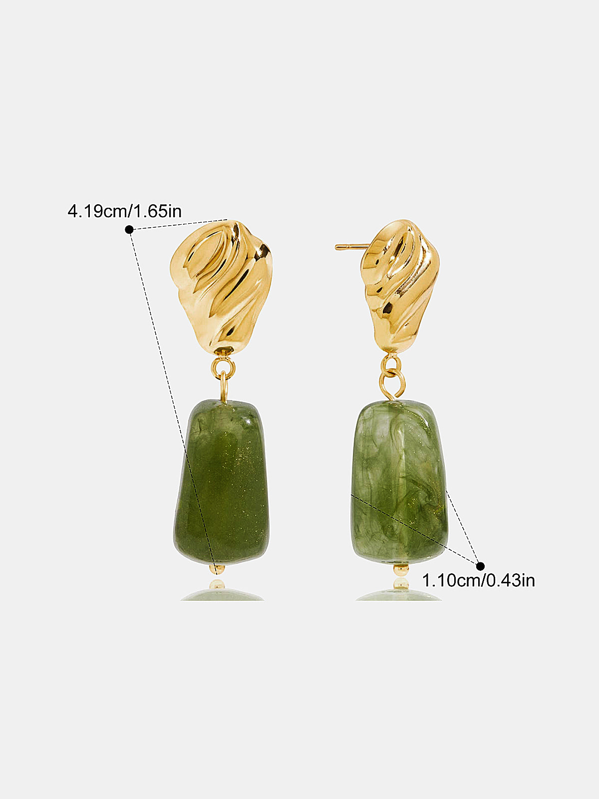 Textured Irregular Green Stone Drop Earrings for Elegant Evening Wear