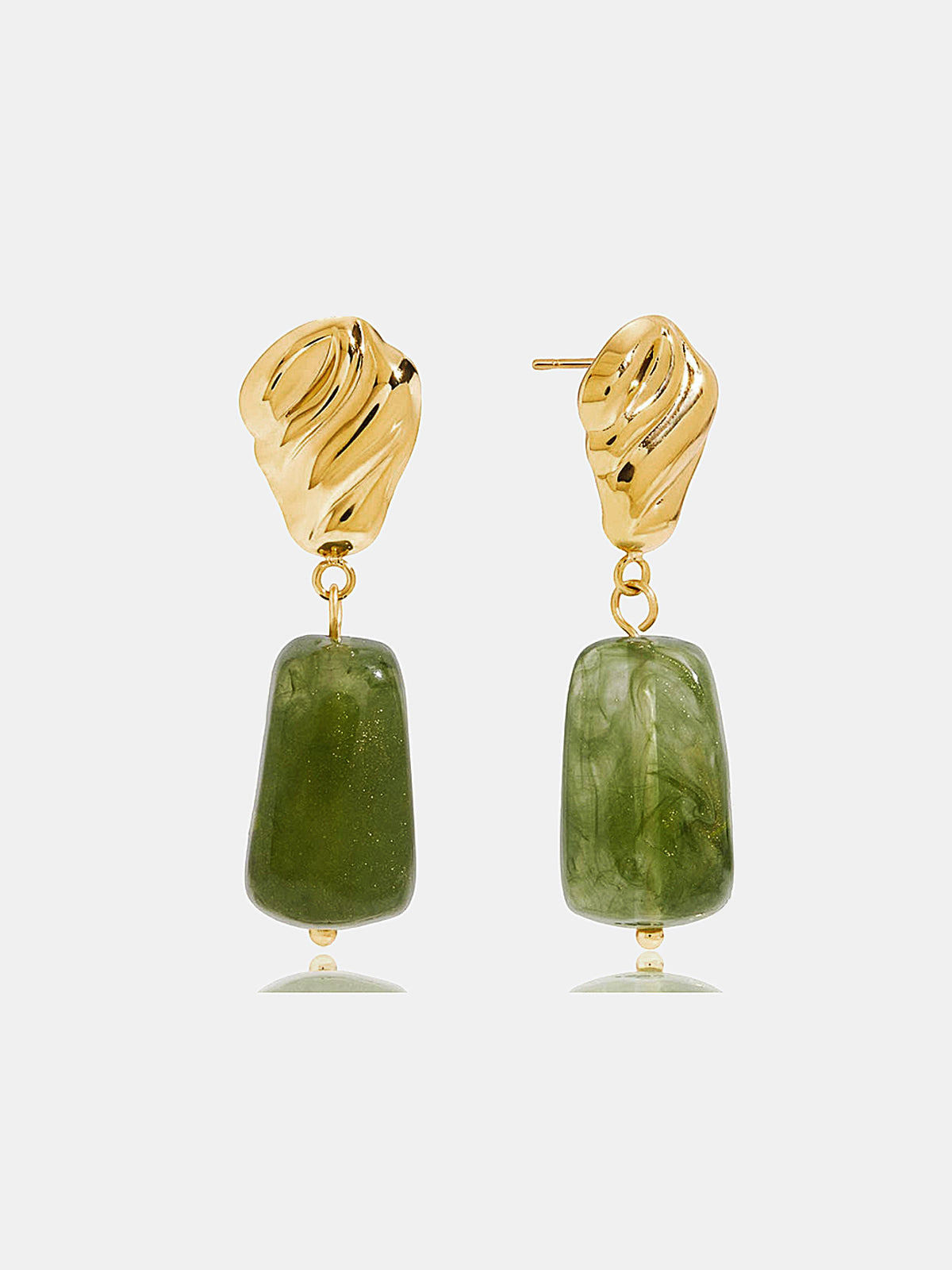 Textured Irregular Green Stone Drop Earrings for Elegant Evening Wear