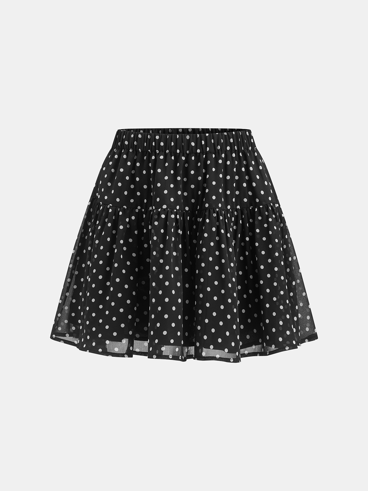 Polka Dot Sheer Shirt & Mini Skirt Set Trendy Women’s Ensemble