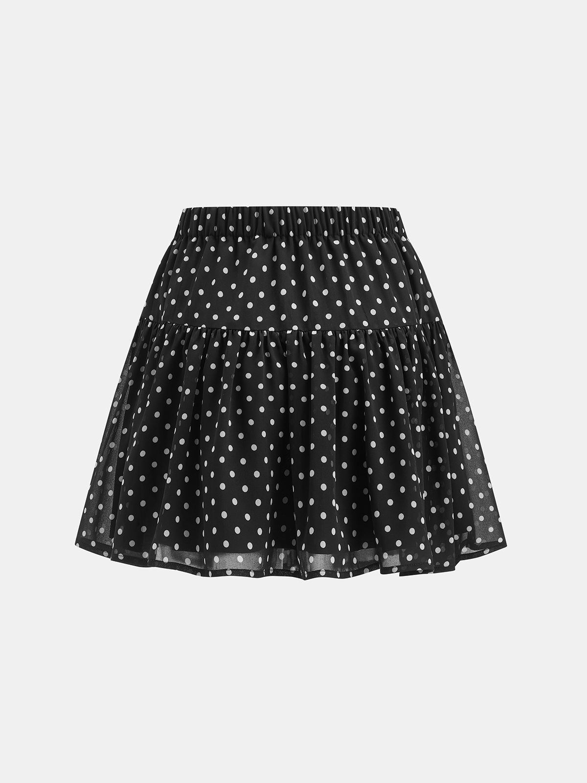 Polka Dot Sheer Shirt & Mini Skirt Set Trendy Women’s Ensemble