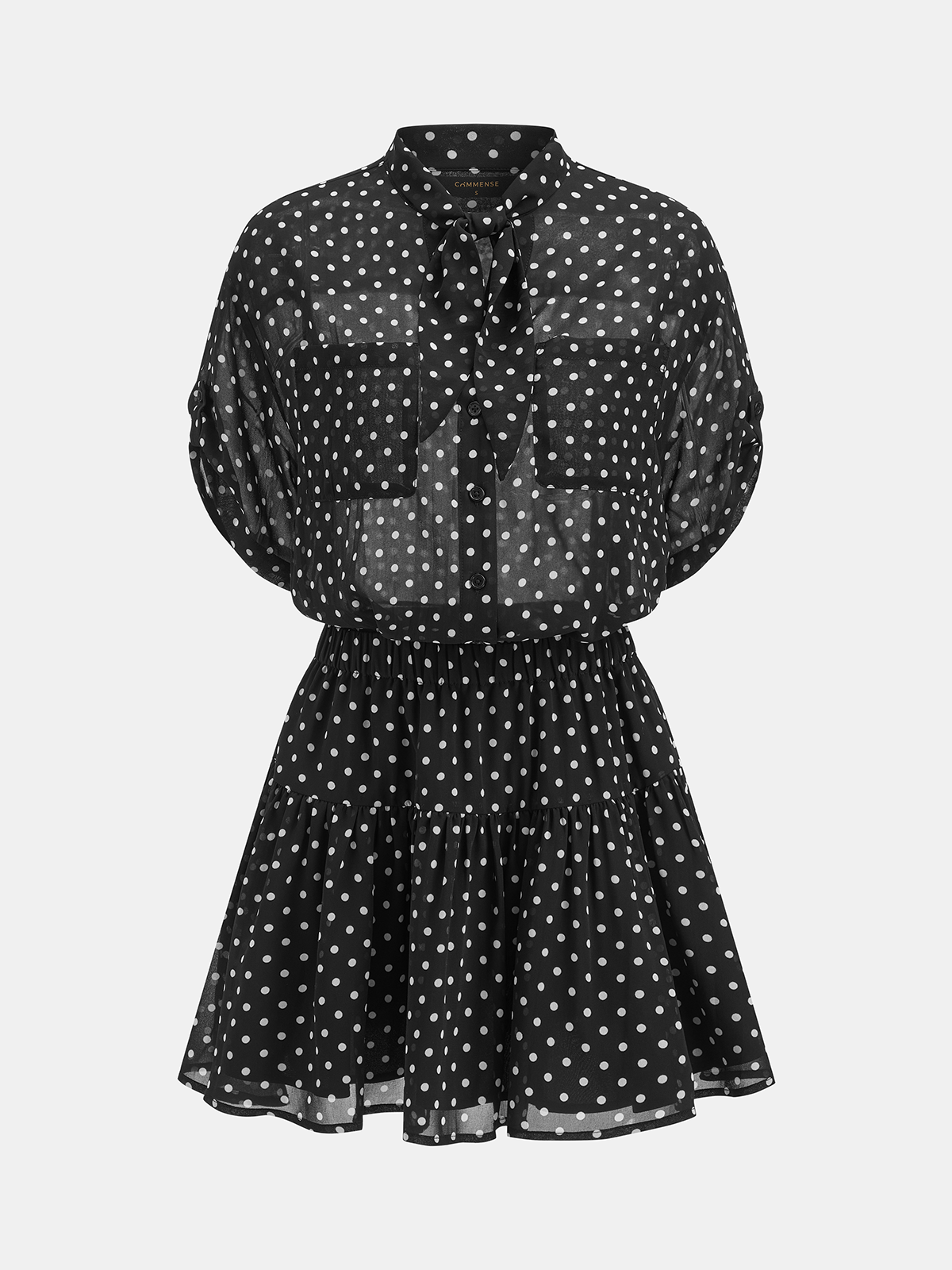 Polka Dot Sheer Shirt & Mini Skirt Set Trendy Women’s Ensemble