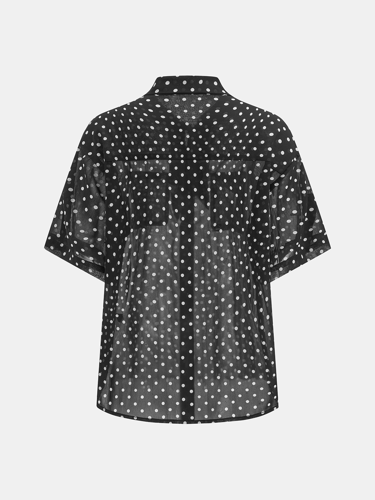 Polka Dot Sheer Shirt & Mini Skirt Set Trendy Women’s Ensemble