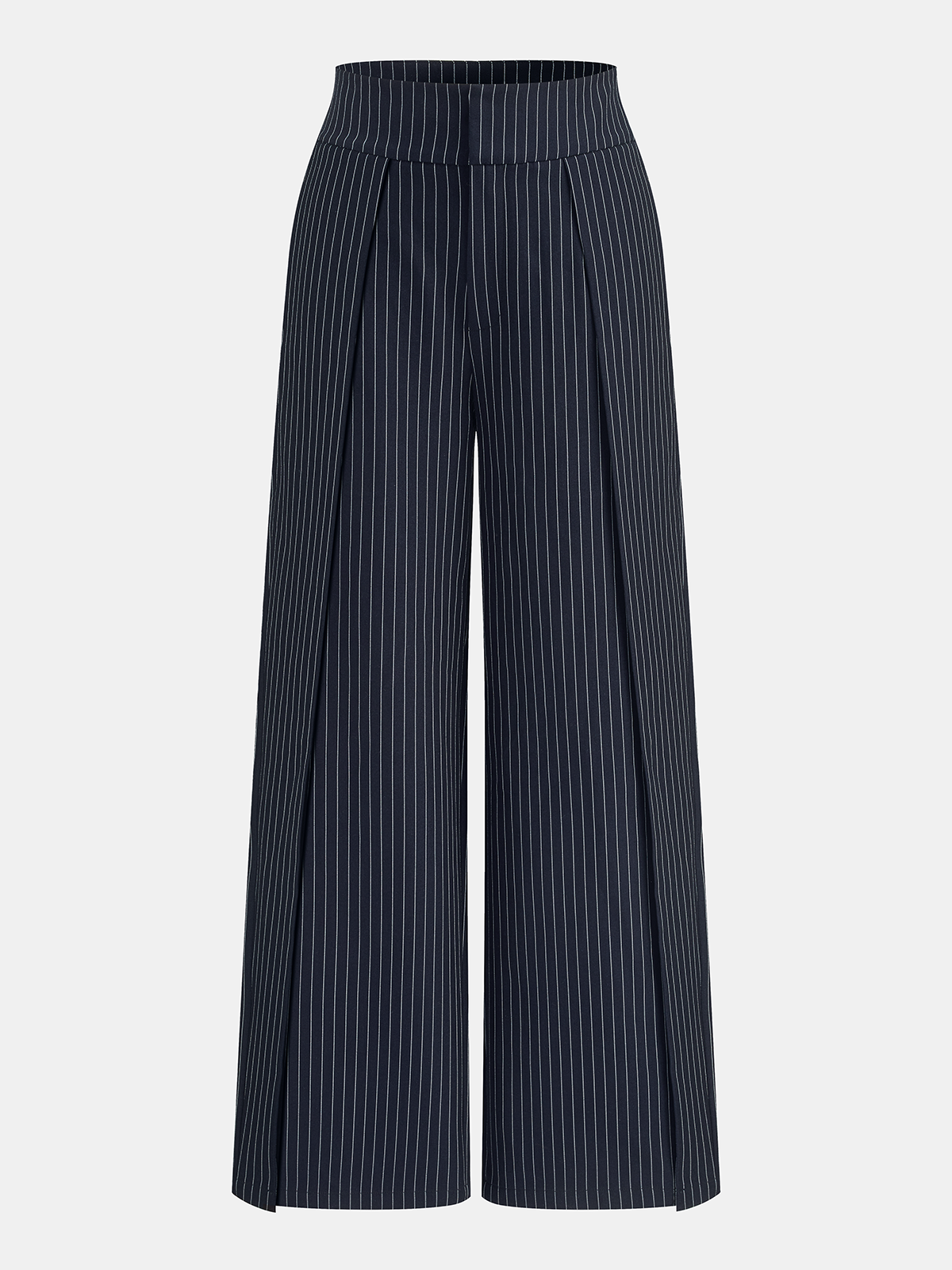 Mid Waist Pinstripe Wide Leg Pants for Women Casual Chic