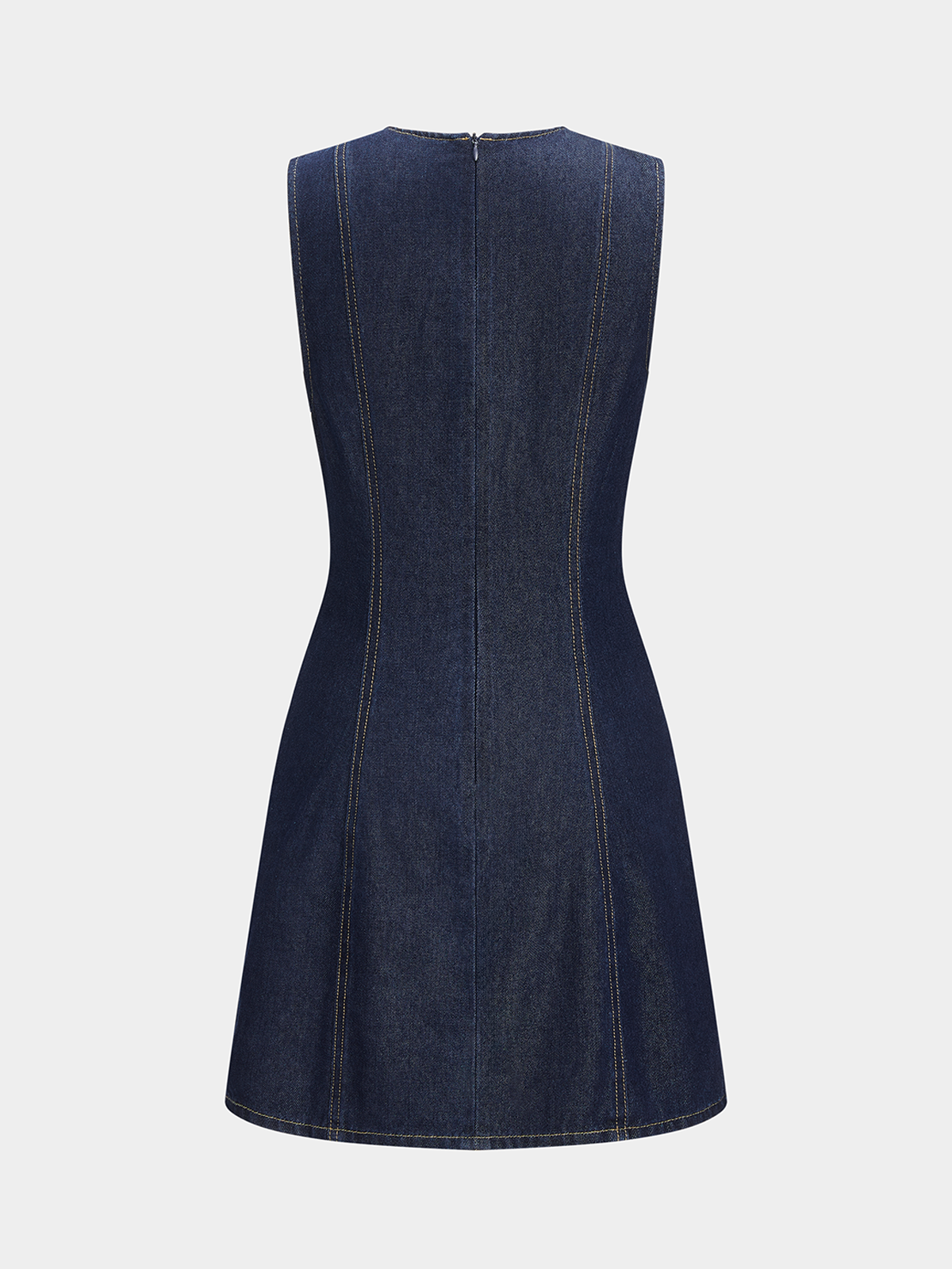 Scallop Button Front Sleeveless Denim Mini Dress for Women Summer Casual