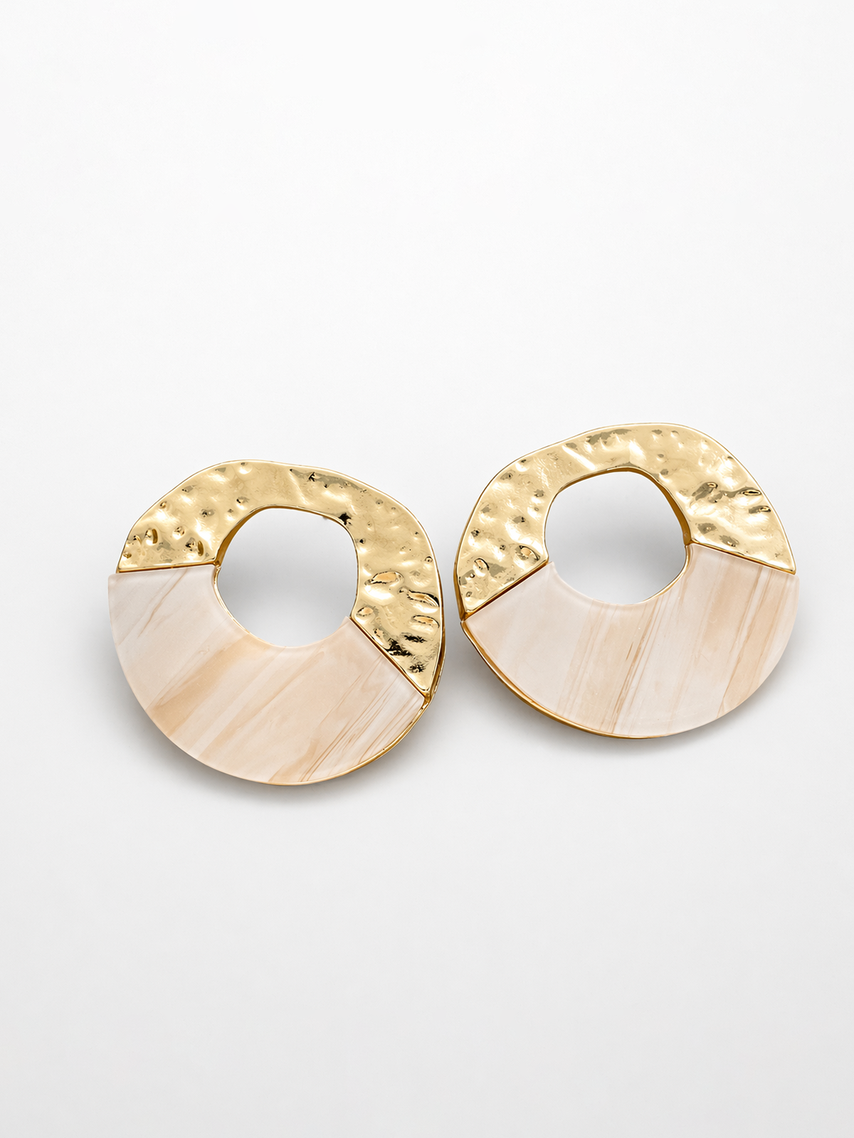 Hammered Circle Statement Earrings Handcrafted Large Dangle Jewelry