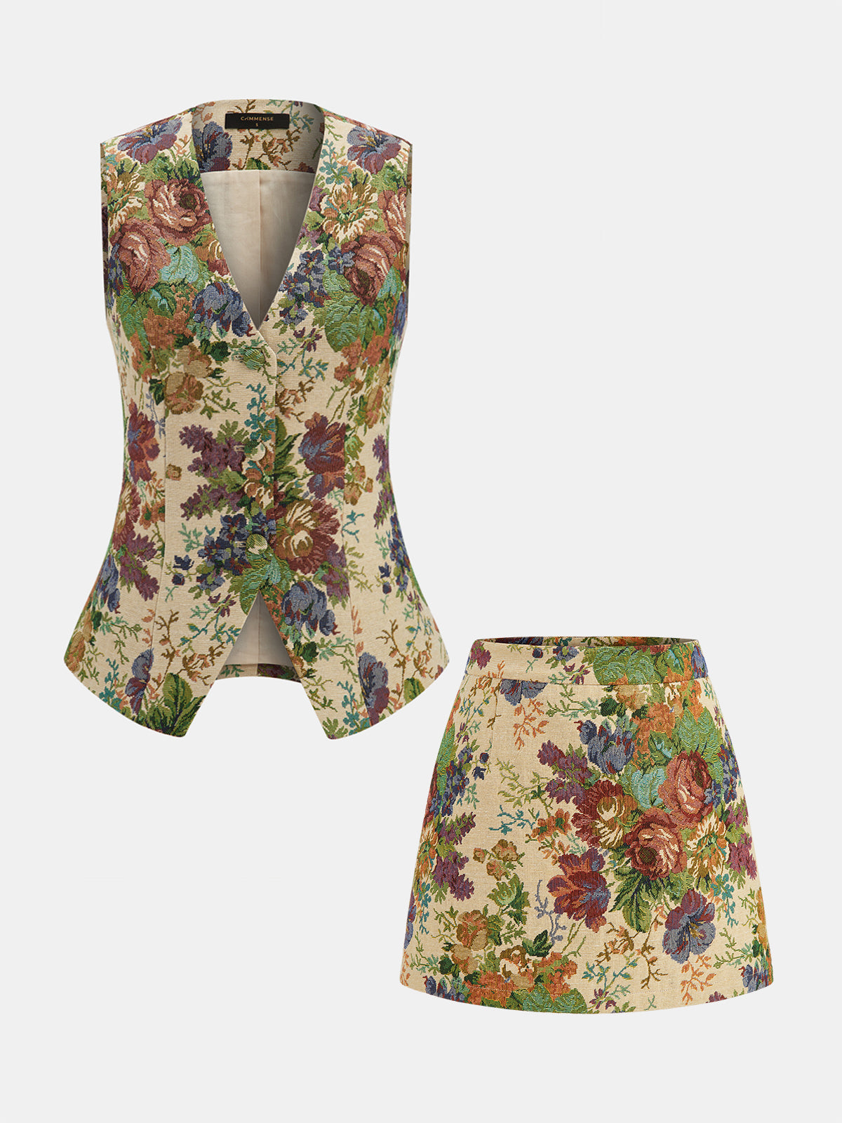 Floral Print Vest & Mini Skirt Set for Women Spring Outfit
