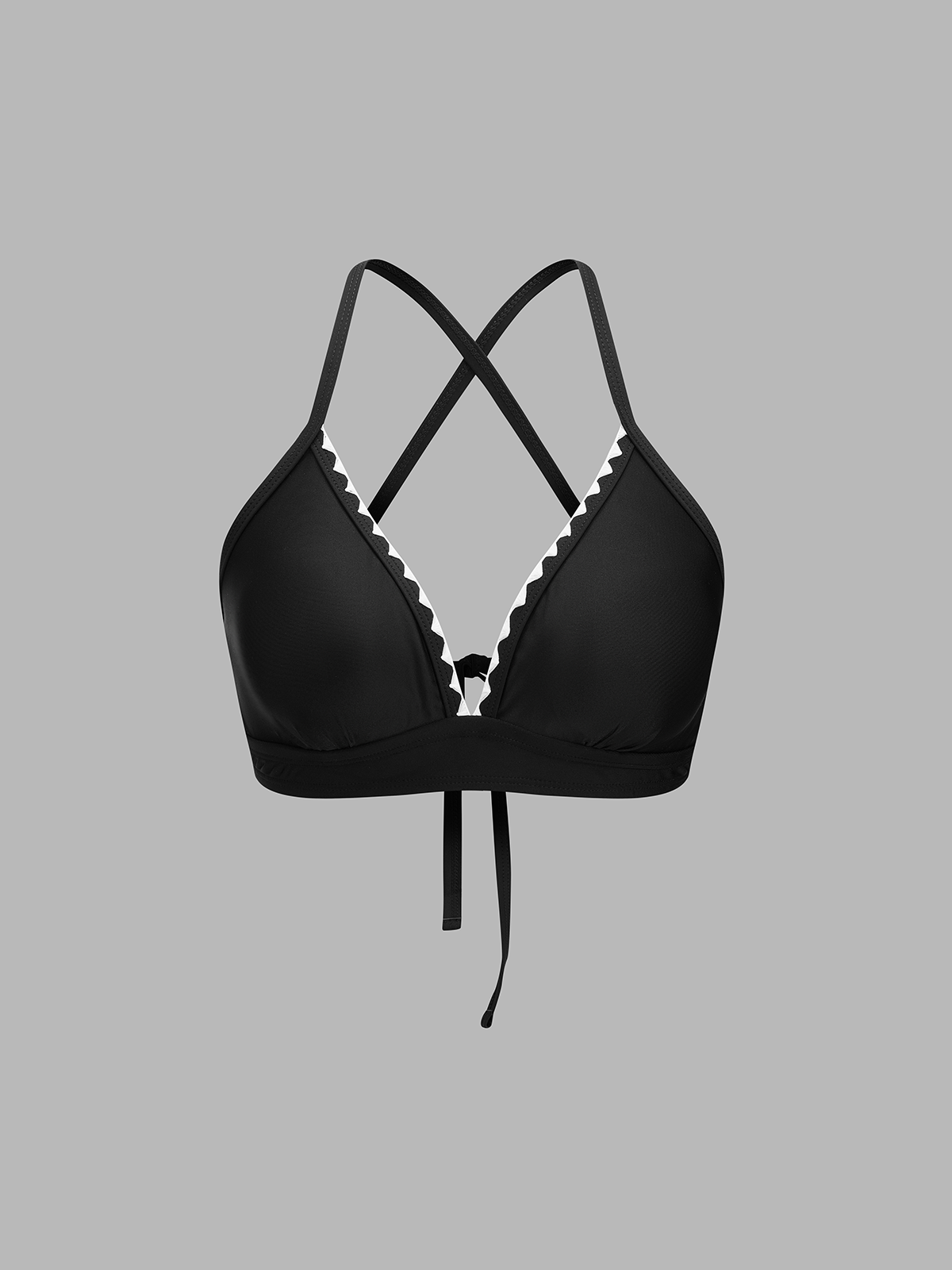 Contrast Scallop Trim Halter Two Piece Bikini Swimwear Set for Women