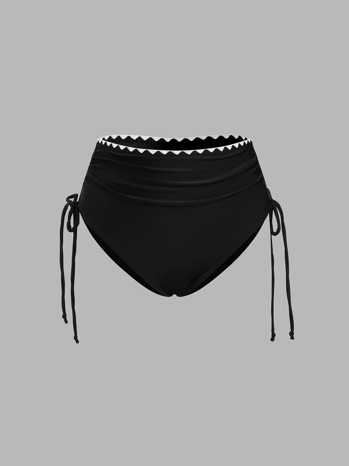 Contrast Scallop Trim Halter Two Piece Bikini Swimwear Set for Women
