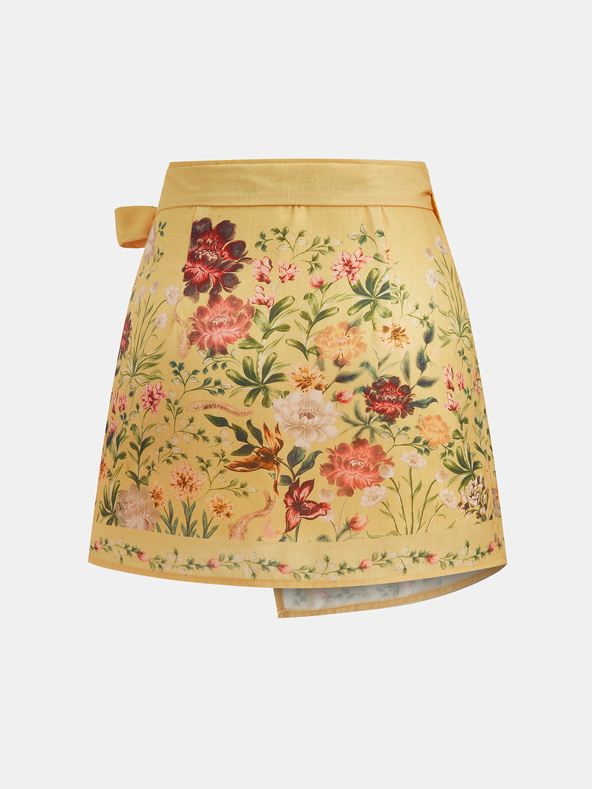 Floral Print Tie Wrap Mini Skirt Women's Trendy Spring Outfit