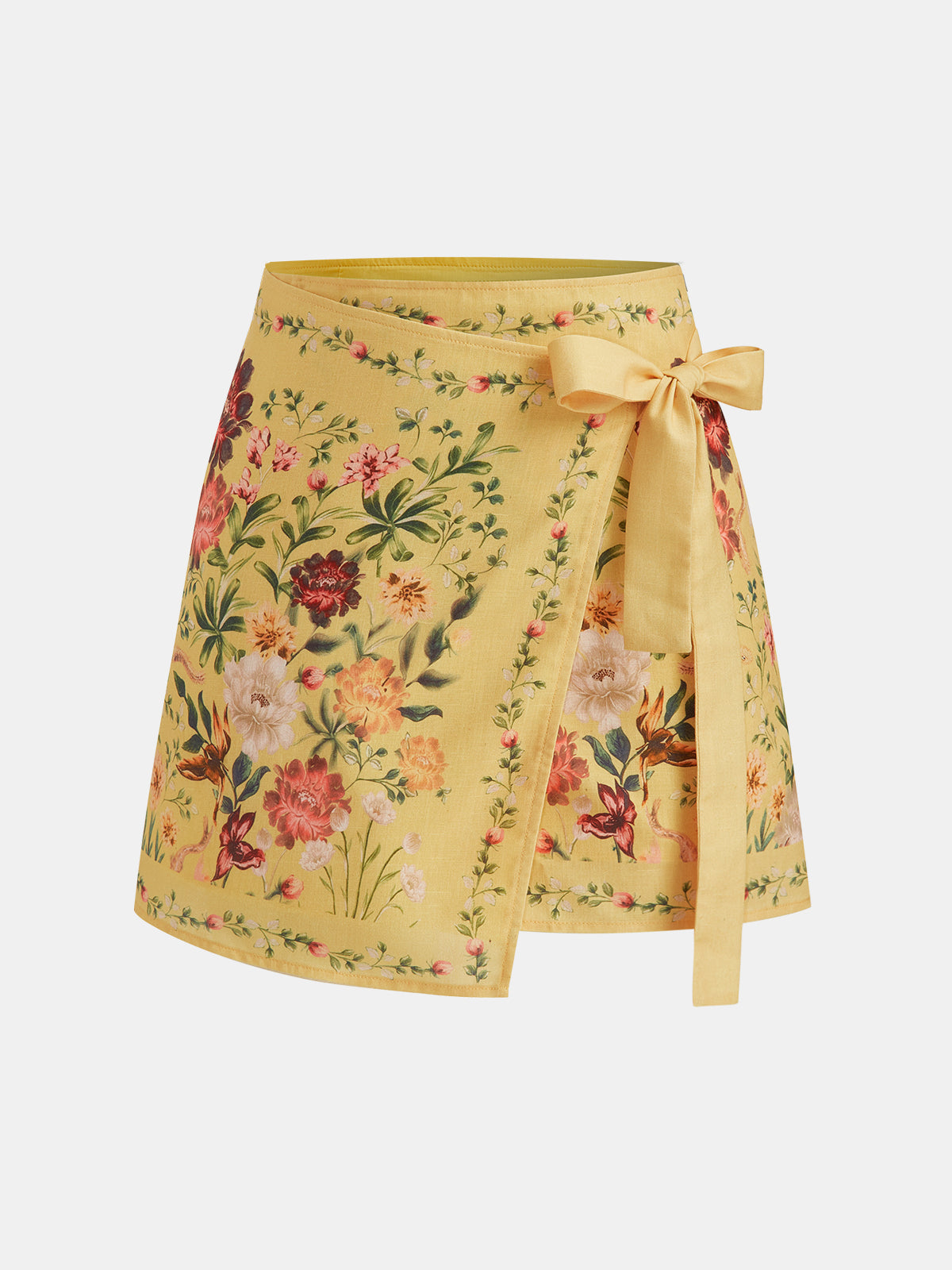 Floral Print Tie Wrap Mini Skirt Women's Trendy Spring Outfit