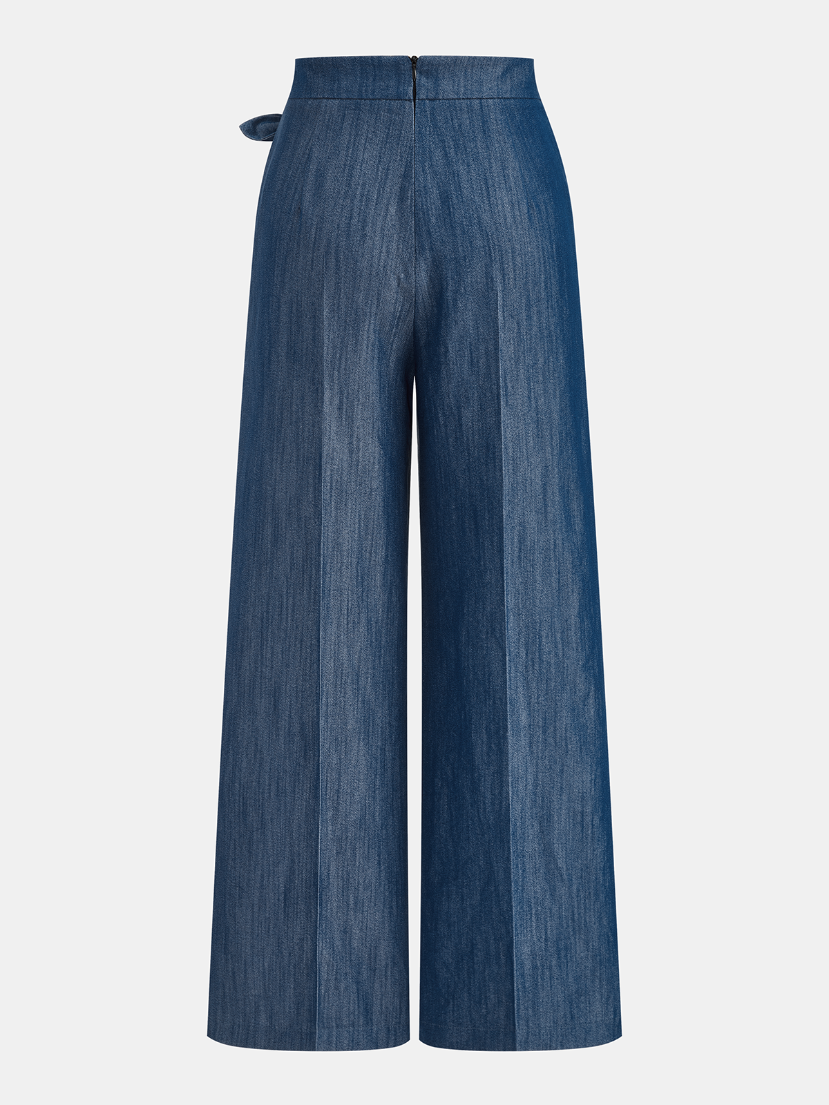 Asymmetric Knot-Waist Wide Leg Pants, Elegant High-Waisted Flowy Design