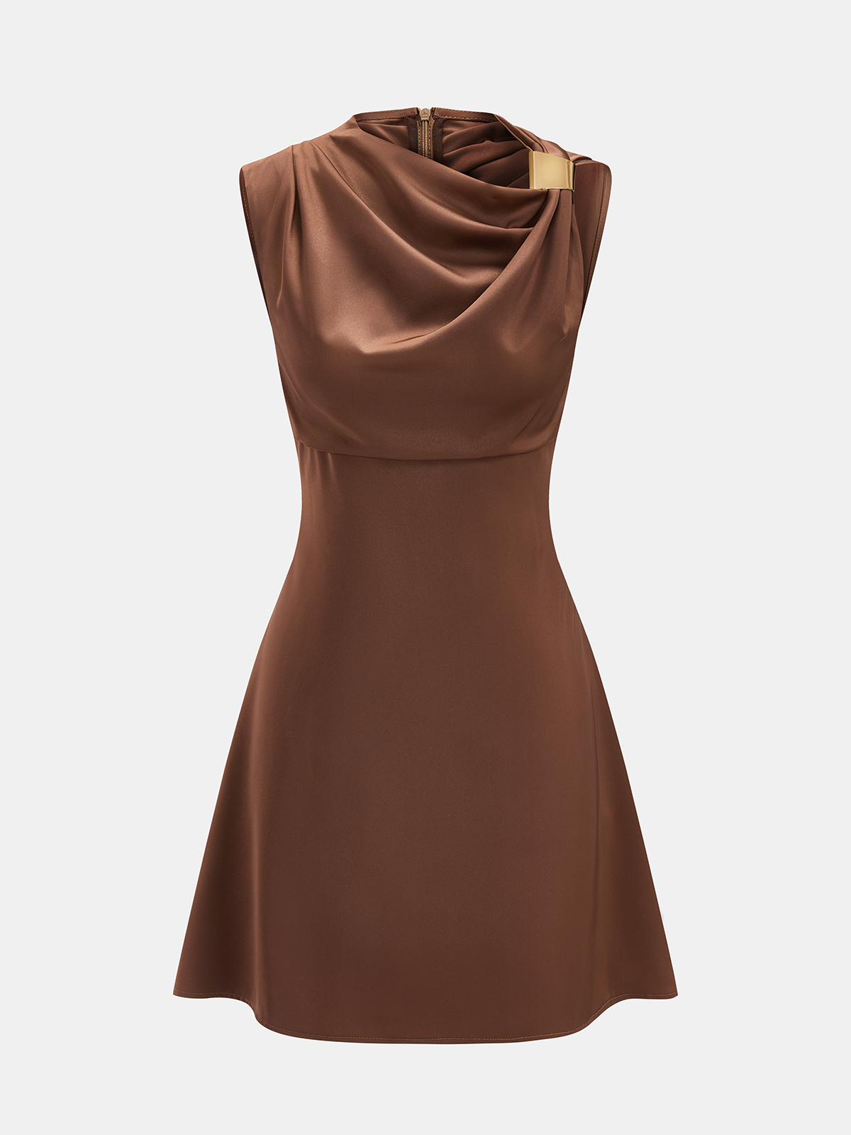 Sleeveless Cowl Neck Satin Mini Dress Women's Elegant Evening Wear