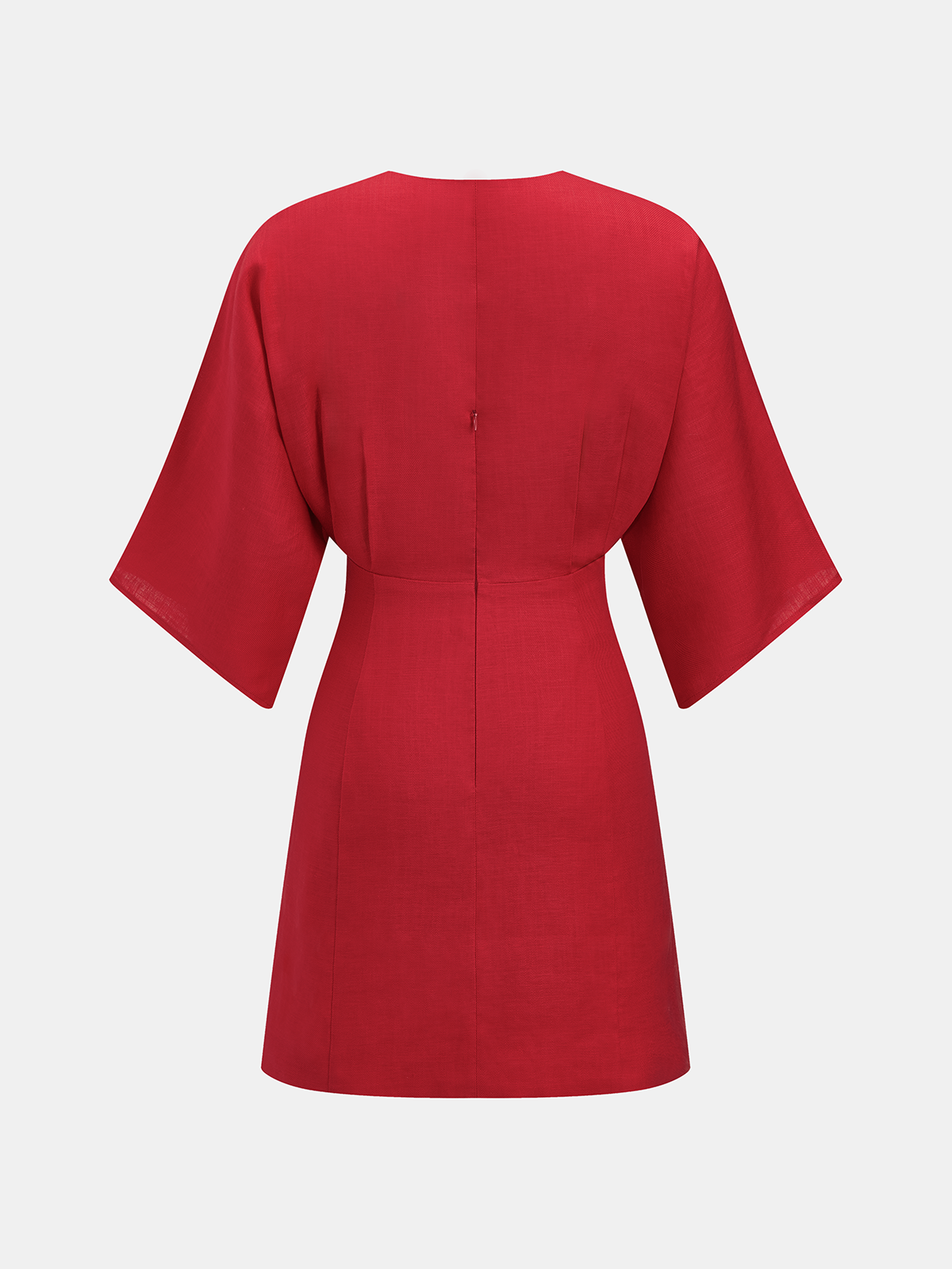 Linen Blend V Neck Embellished Mini Dress for Summer Weddings