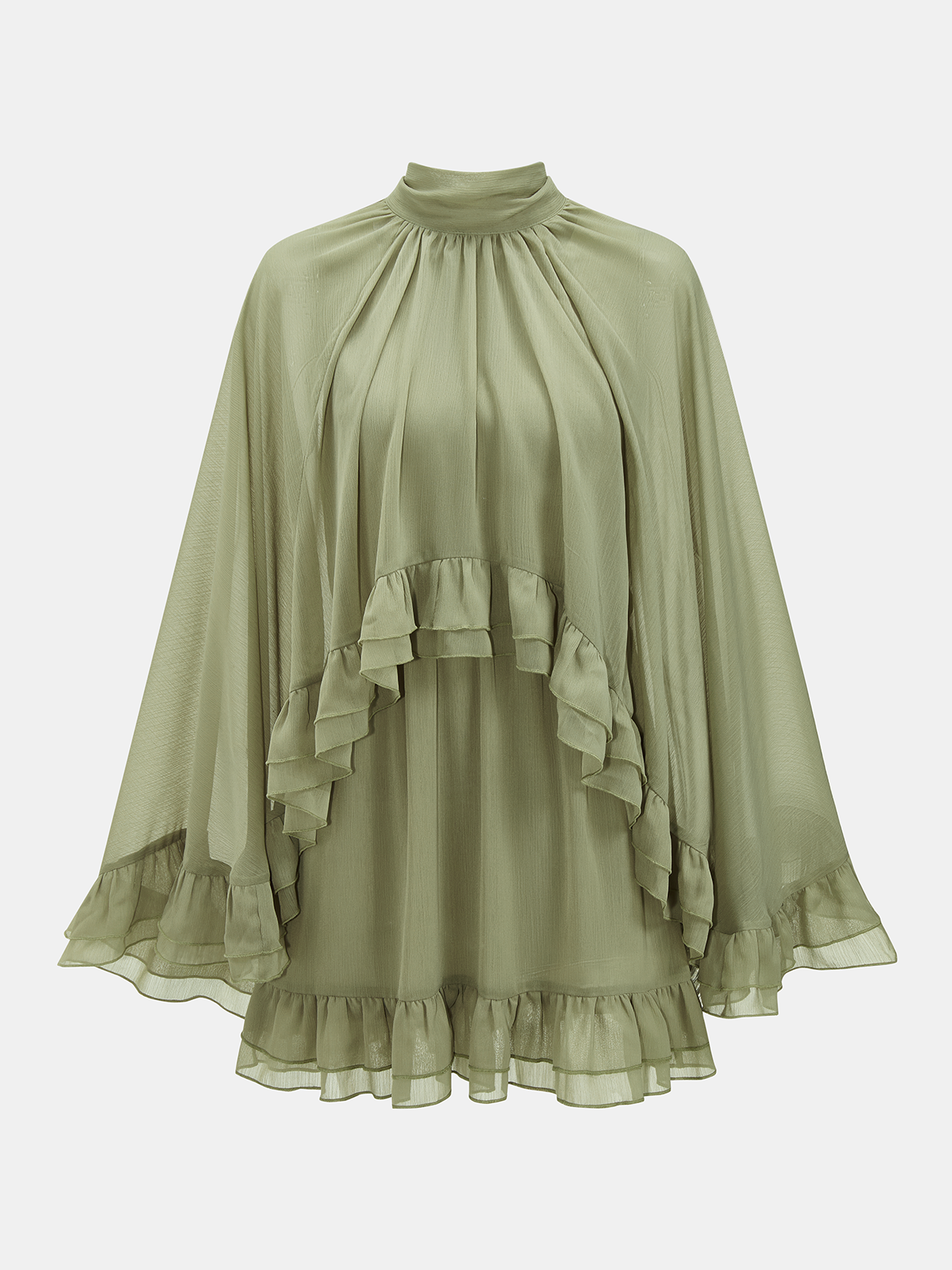 Ruffled Cape & Sleeveless Dress Chiffon Two-Piece Set for Elegant Evening Wear