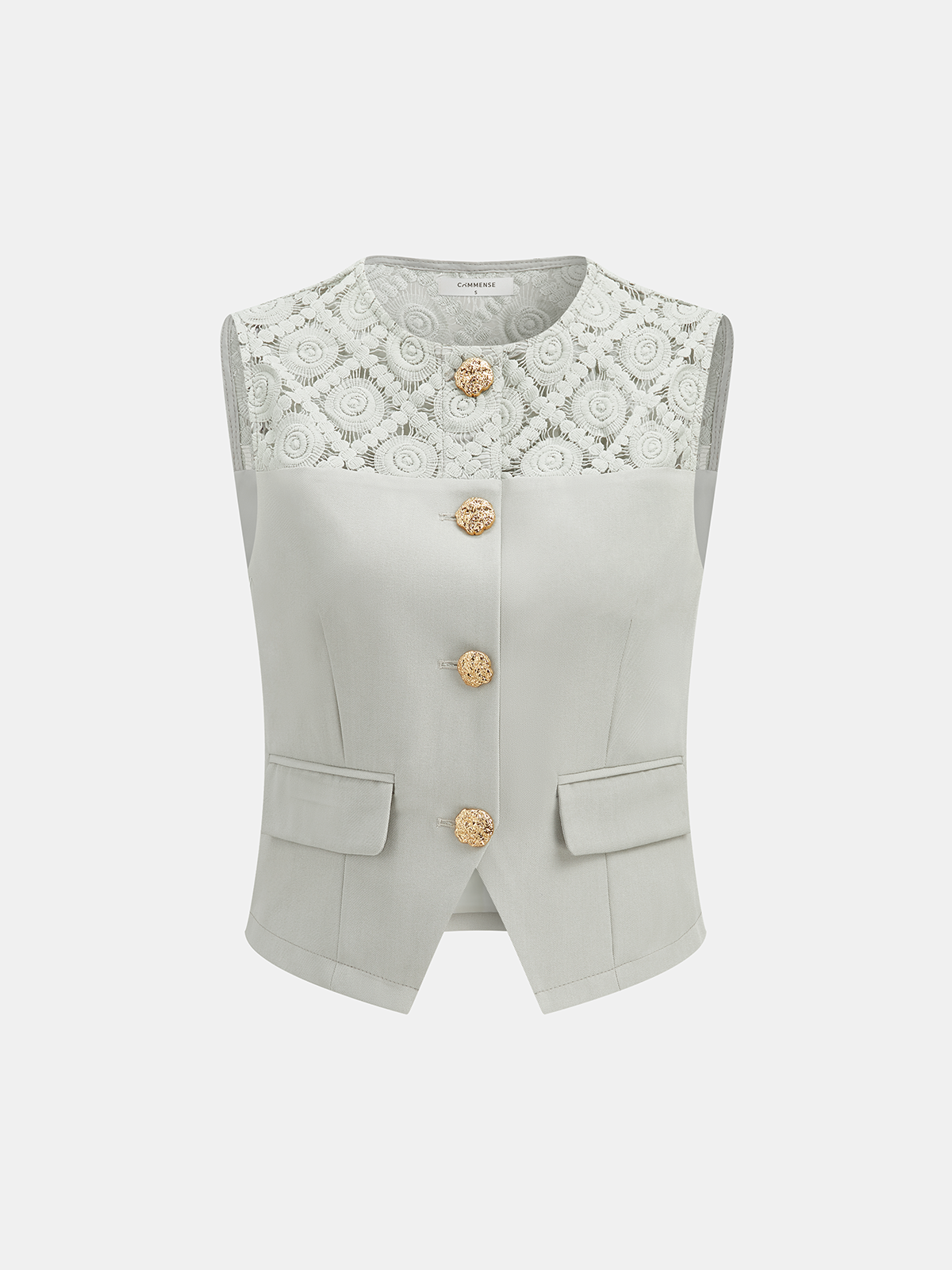 Lace Spliced Vest & Wide Leg Pants Set for Women Elegant Fashion