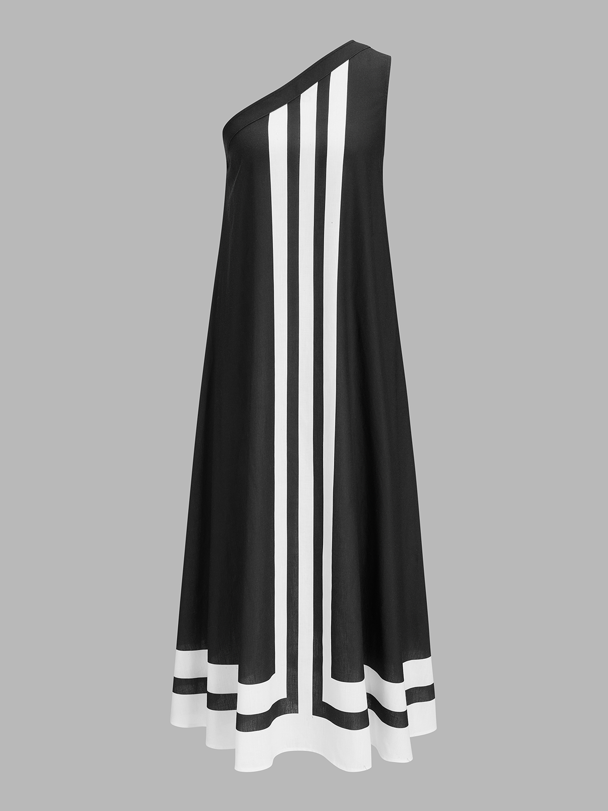 One Shoulder Striped Maxi Dress Women's Elegant Summer Wear