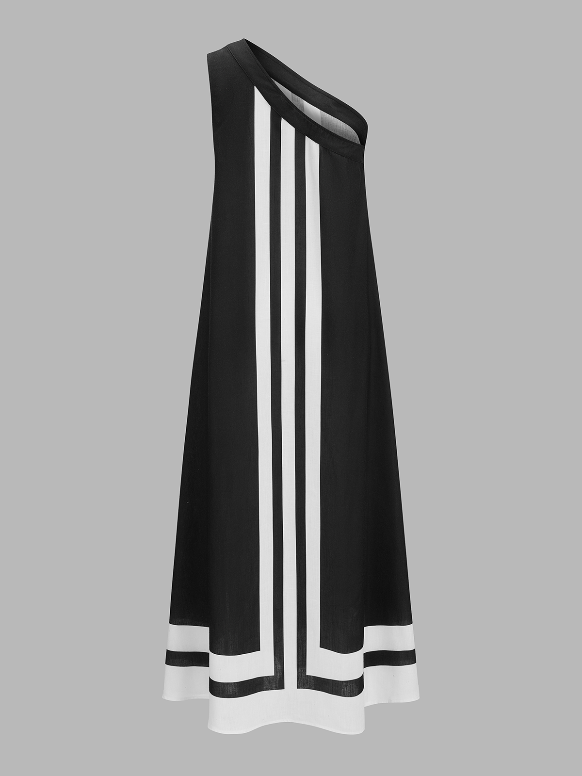 One Shoulder Striped Maxi Dress Women's Elegant Summer Wear