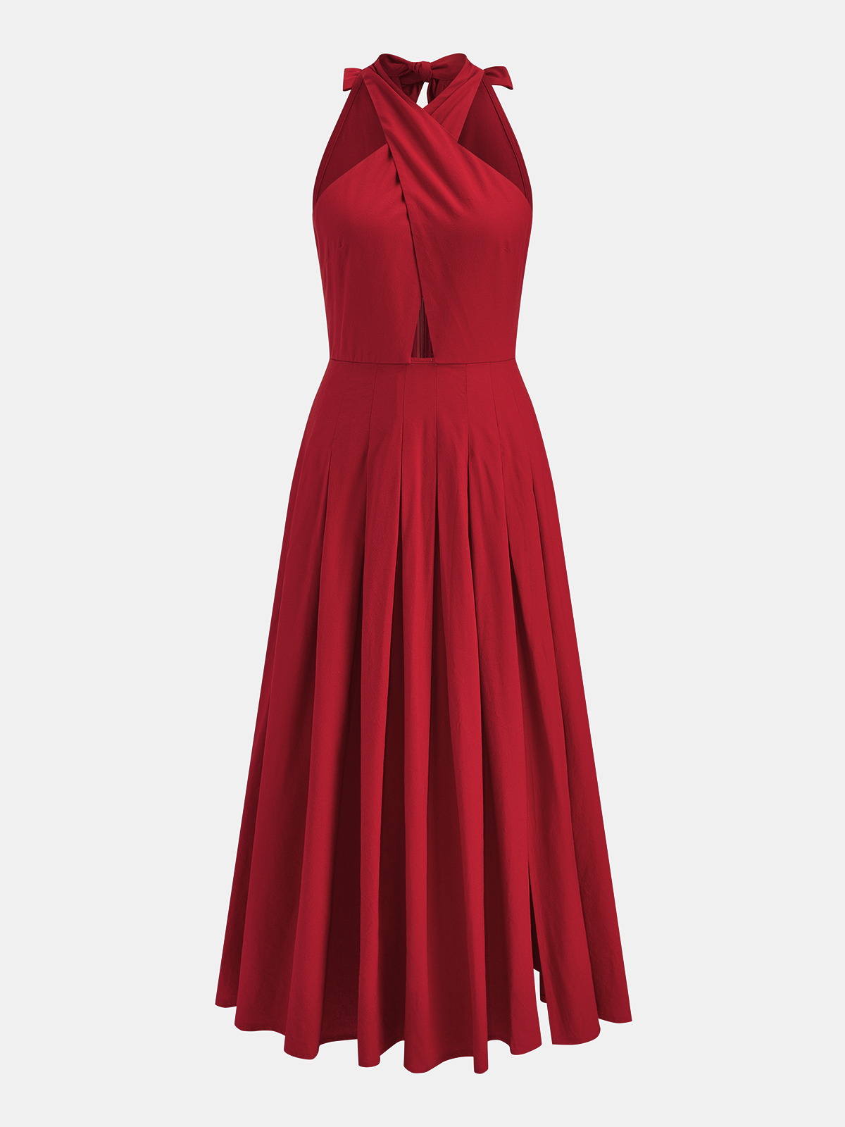 Halter Slit Cotton Linen Maxi Dress Lightweight Summer Fashion