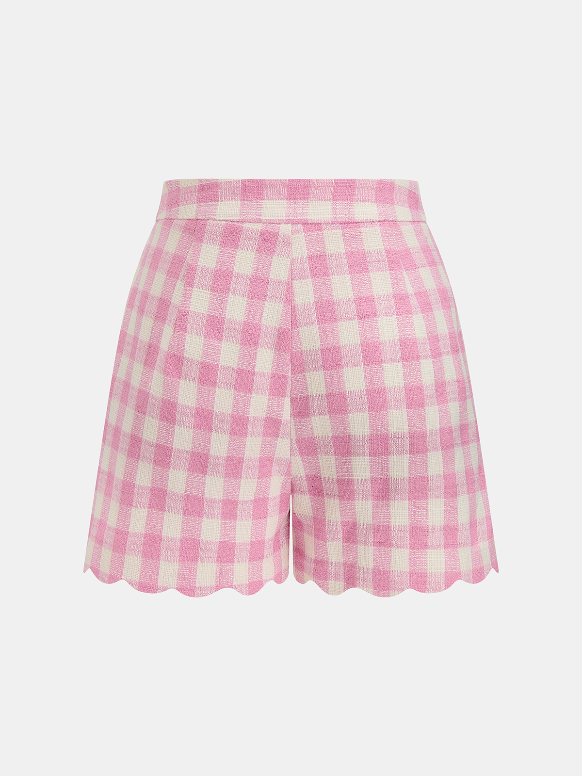 Gingham Scallop Hem Crop Top & Shorts Set for Women Summer Outfits