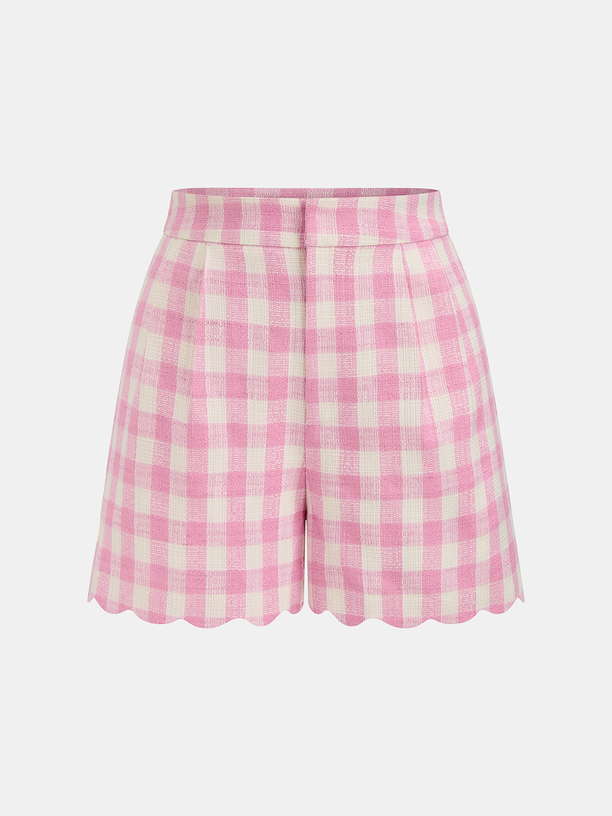 Gingham Scallop Hem Crop Top & Shorts Set for Women Summer Outfits