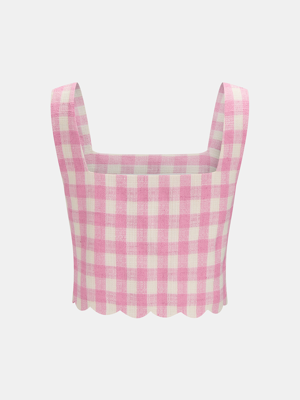 Gingham Scallop Hem Crop Top & Shorts Set for Women Summer Outfits