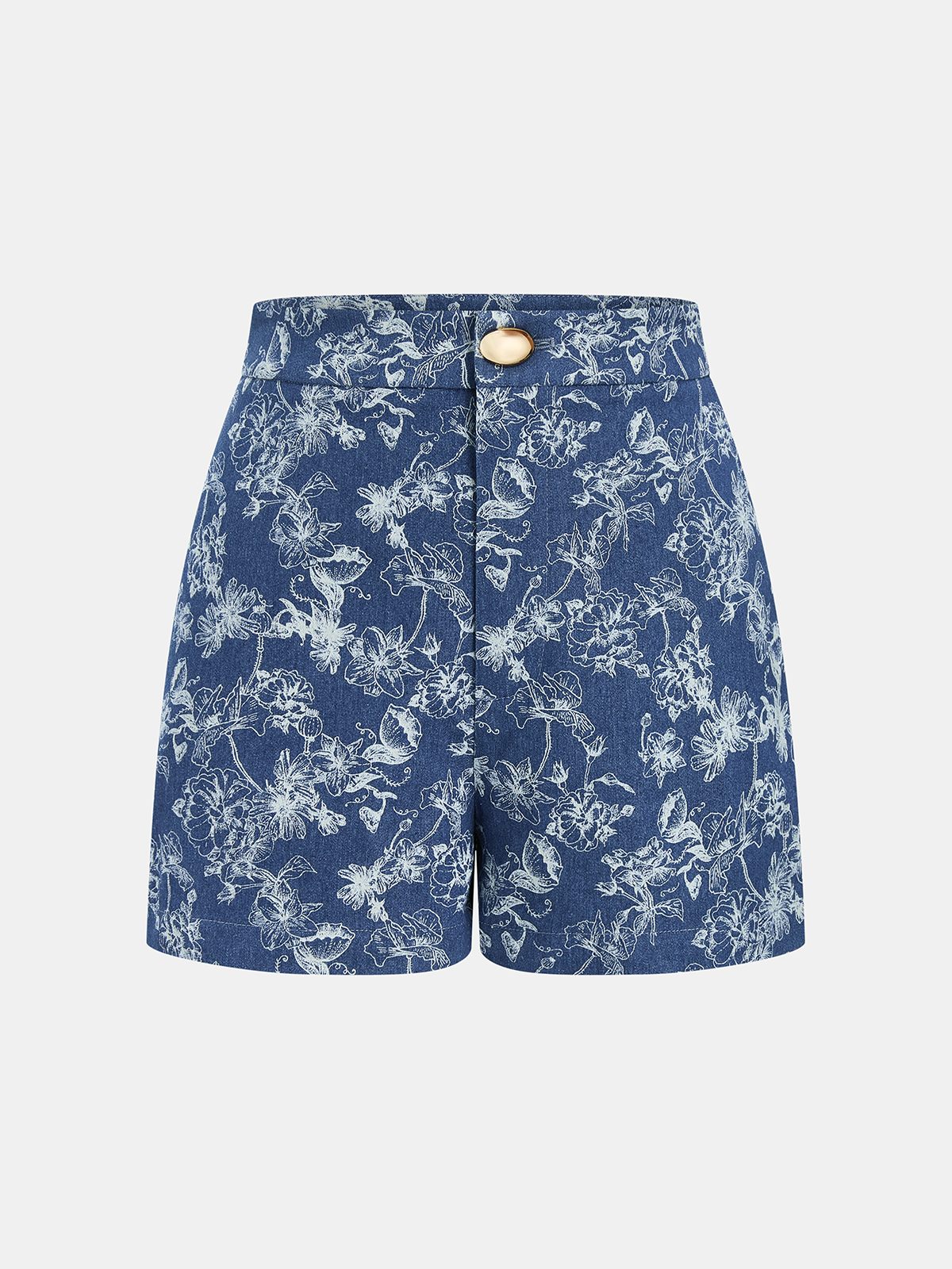 Floral Jacquard Denim Vest & Shorts Set for Spring Casual Wear