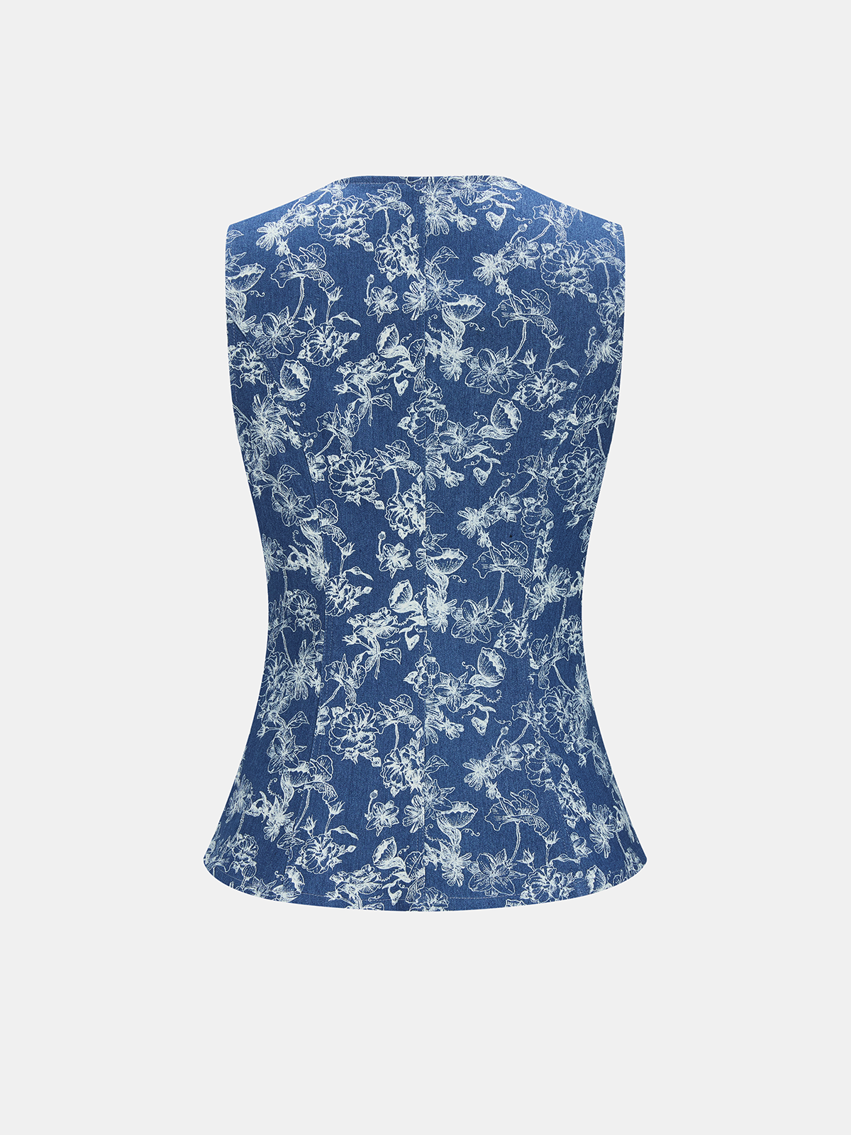 Floral Jacquard Denim Vest & Shorts Set for Spring Casual Wear