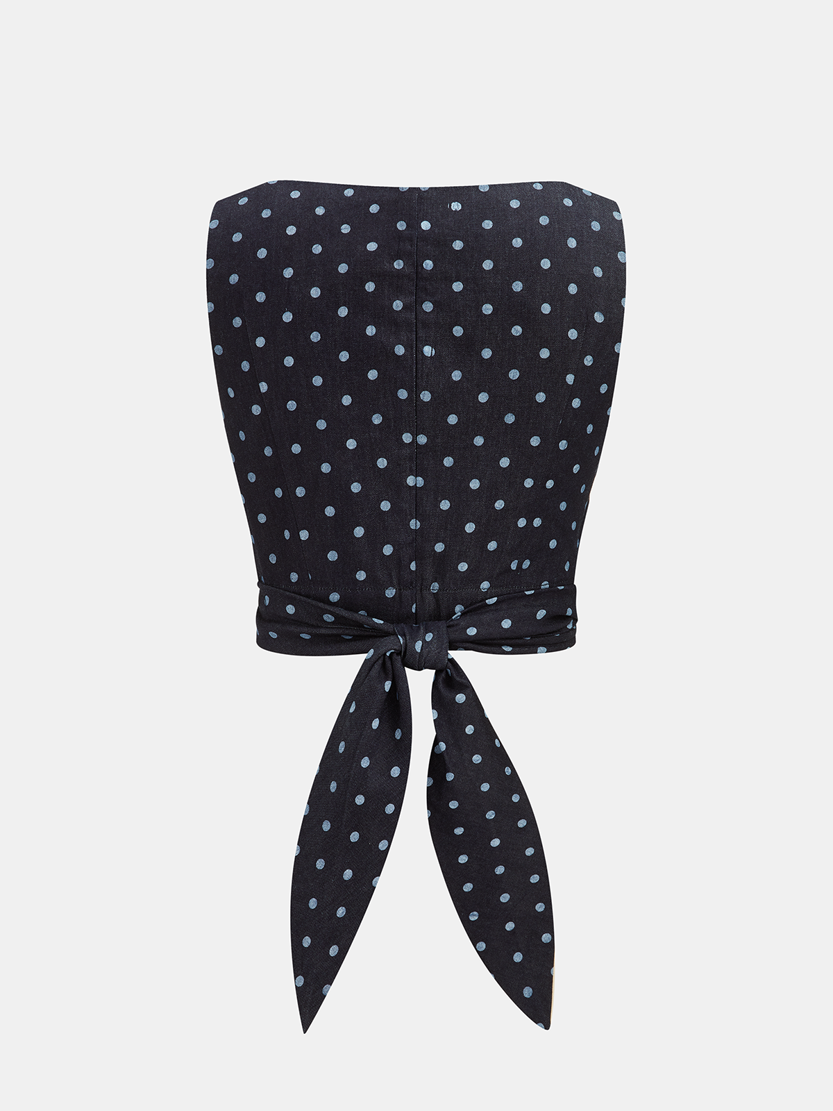 Denim Polka Dot Crop Top & Pants Set Casual Summer Outfit