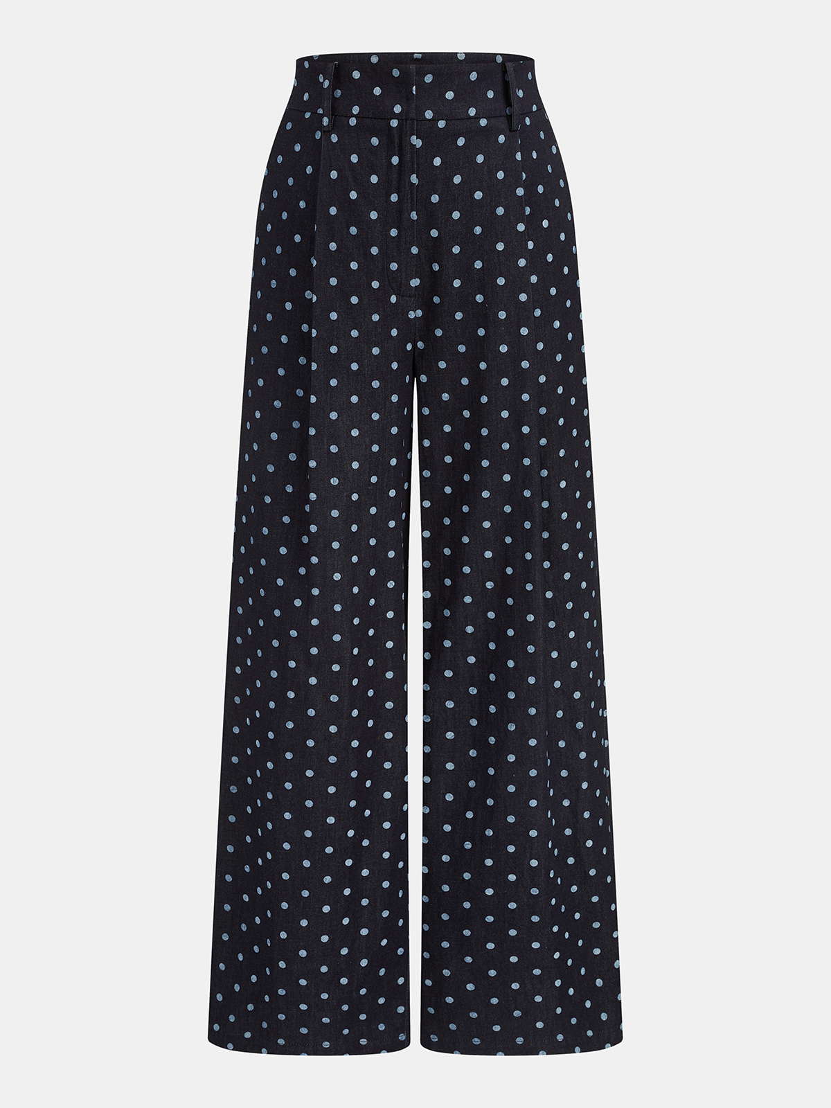 Denim Polka Dot Crop Top & Pants Set Casual Summer Outfit
