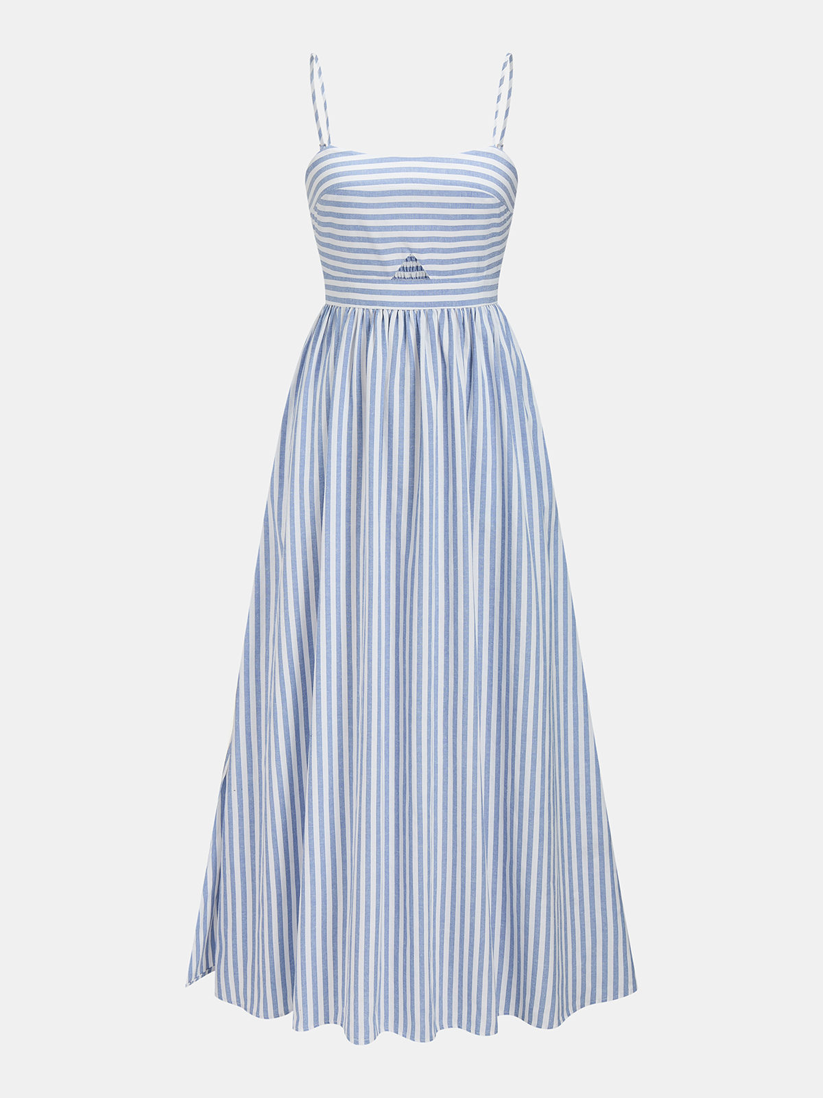 Striped Cutout Cotton Blend Cami Maxi Dress for Women Summer Beachwear