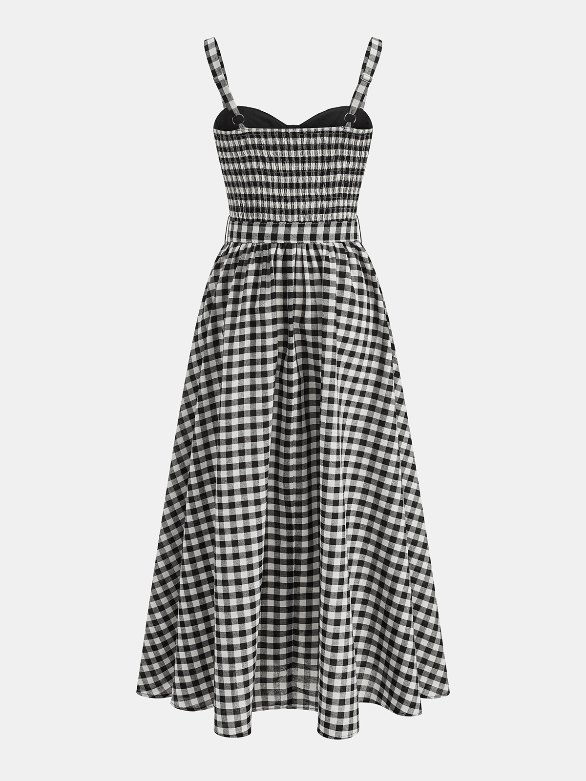 Gingham Cotton Blend Belted Cami Maxi Dress for Summer Picnics