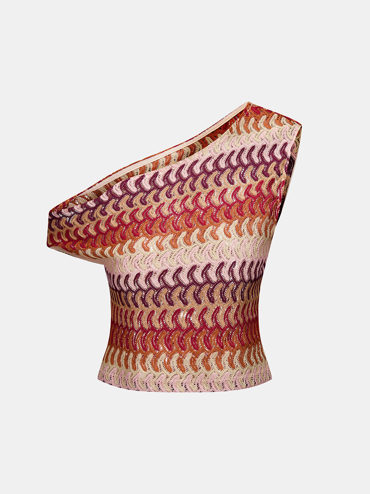 Multicolor One-Shoulder Knit Top & Pants Set for Women Casual Wear