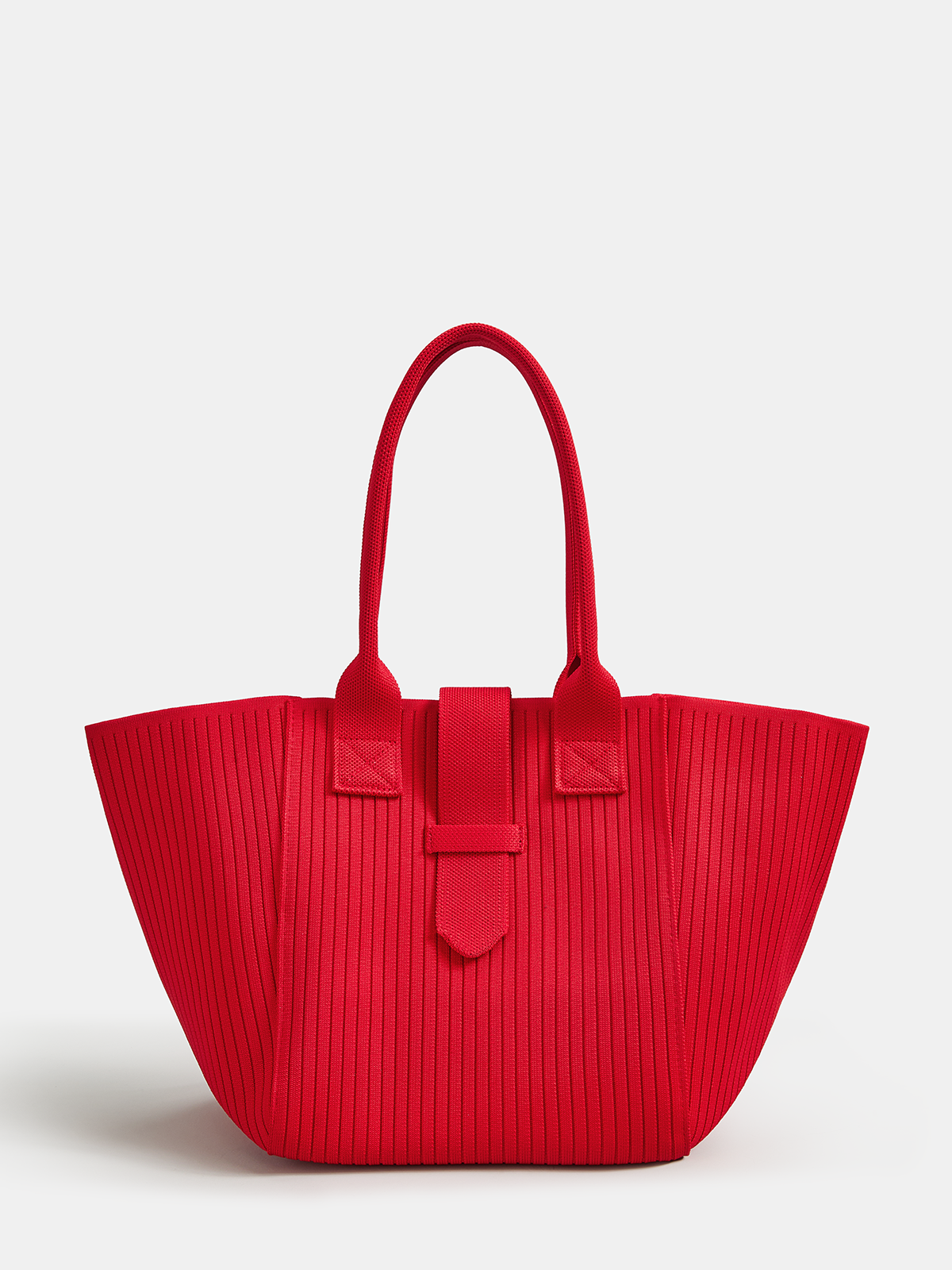 Ribbed Knitted Large Casual Tote Handbag, Spacious Everyday Shoulder Bag