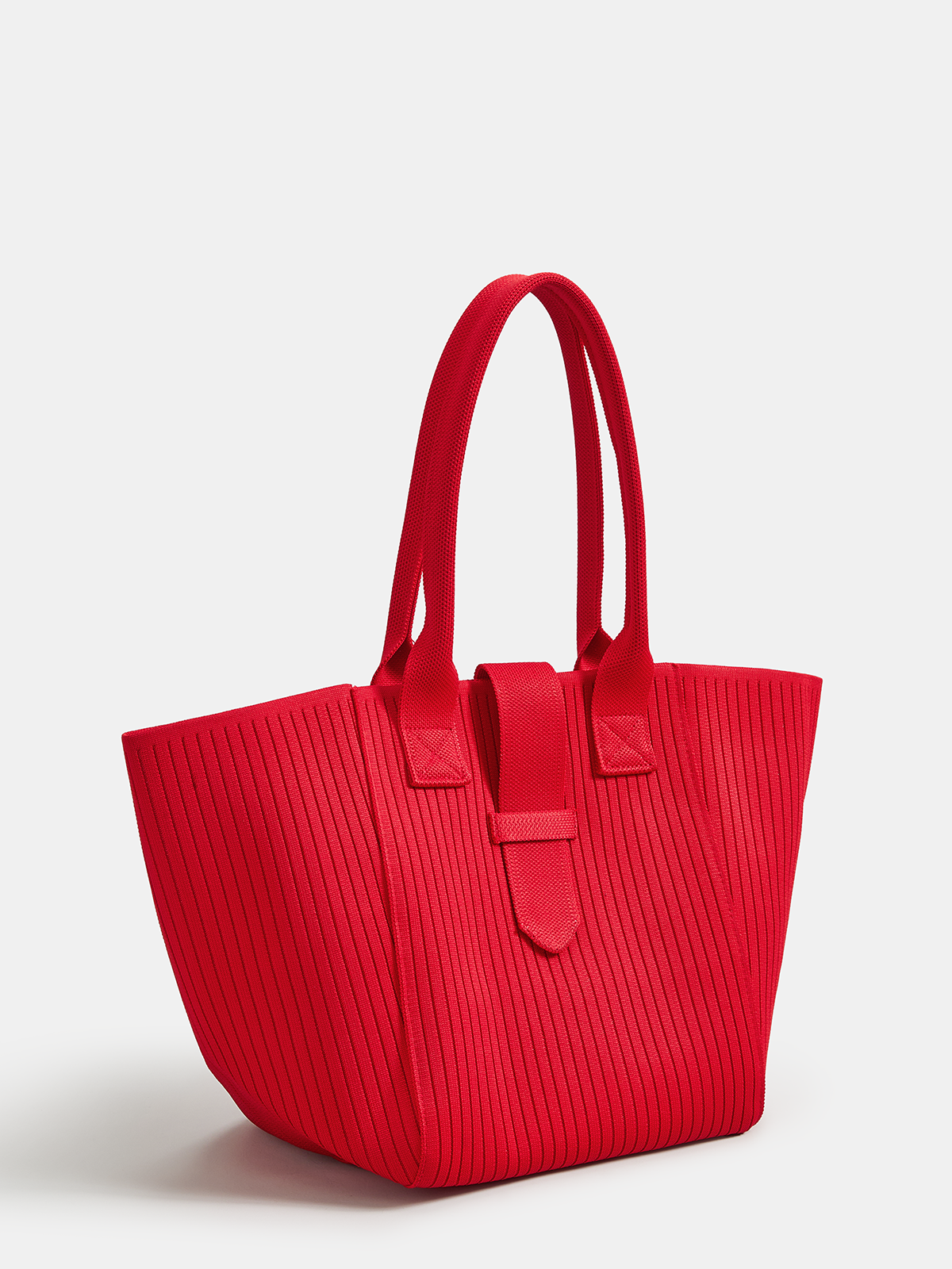 Ribbed Knitted Large Casual Tote Handbag, Spacious Everyday Shoulder Bag