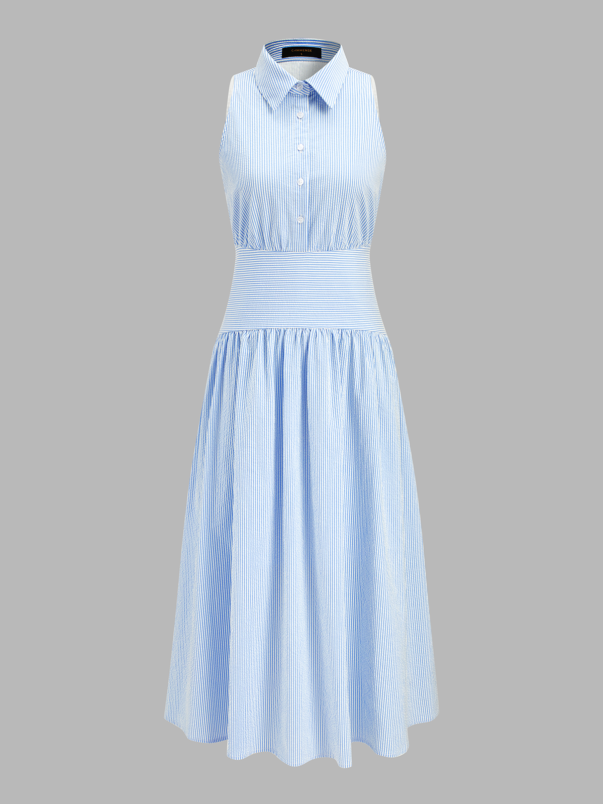 Striped Sleeveless Maxi Shirt Dress for Women Casual Summer Wear