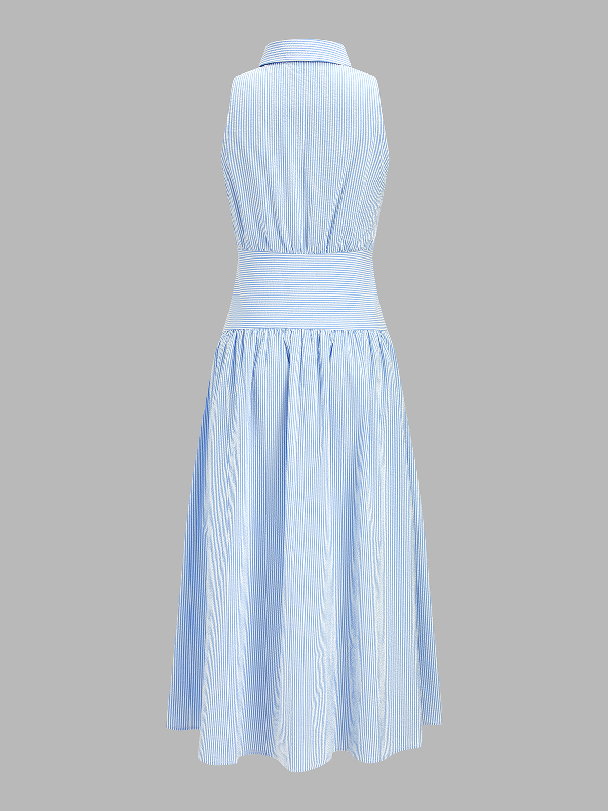 Striped Sleeveless Maxi Shirt Dress for Women Casual Summer Wear