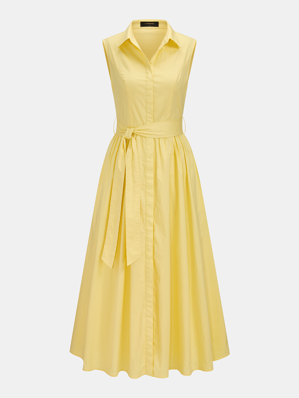 Sleeveless Belted Pocketed Midi Shirt Dress - Women's Casual Summer Fashion