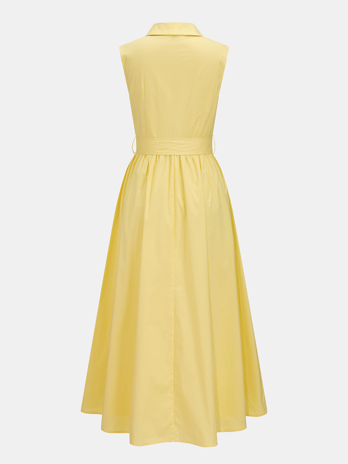 Sleeveless Belted Pocketed Midi Shirt Dress - Women's Casual Summer Fashion