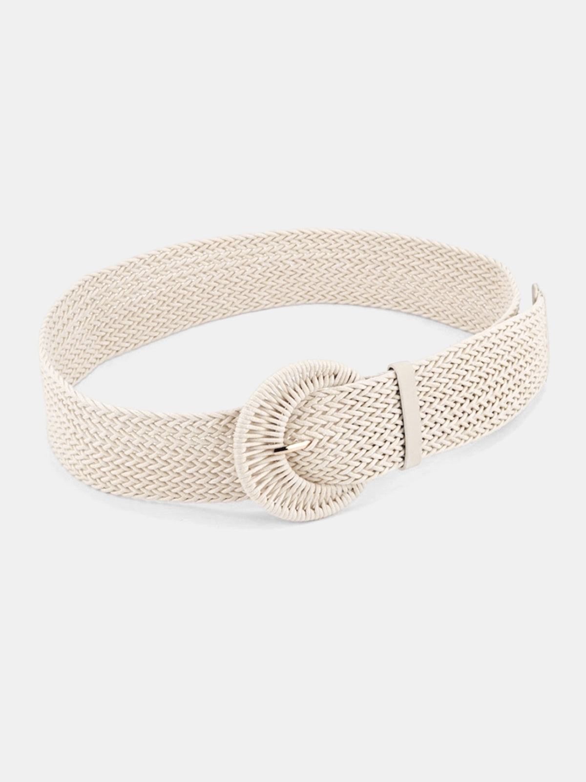 Round Buckle Straw Weave Belt - Adjustable Casual Summer Accessory