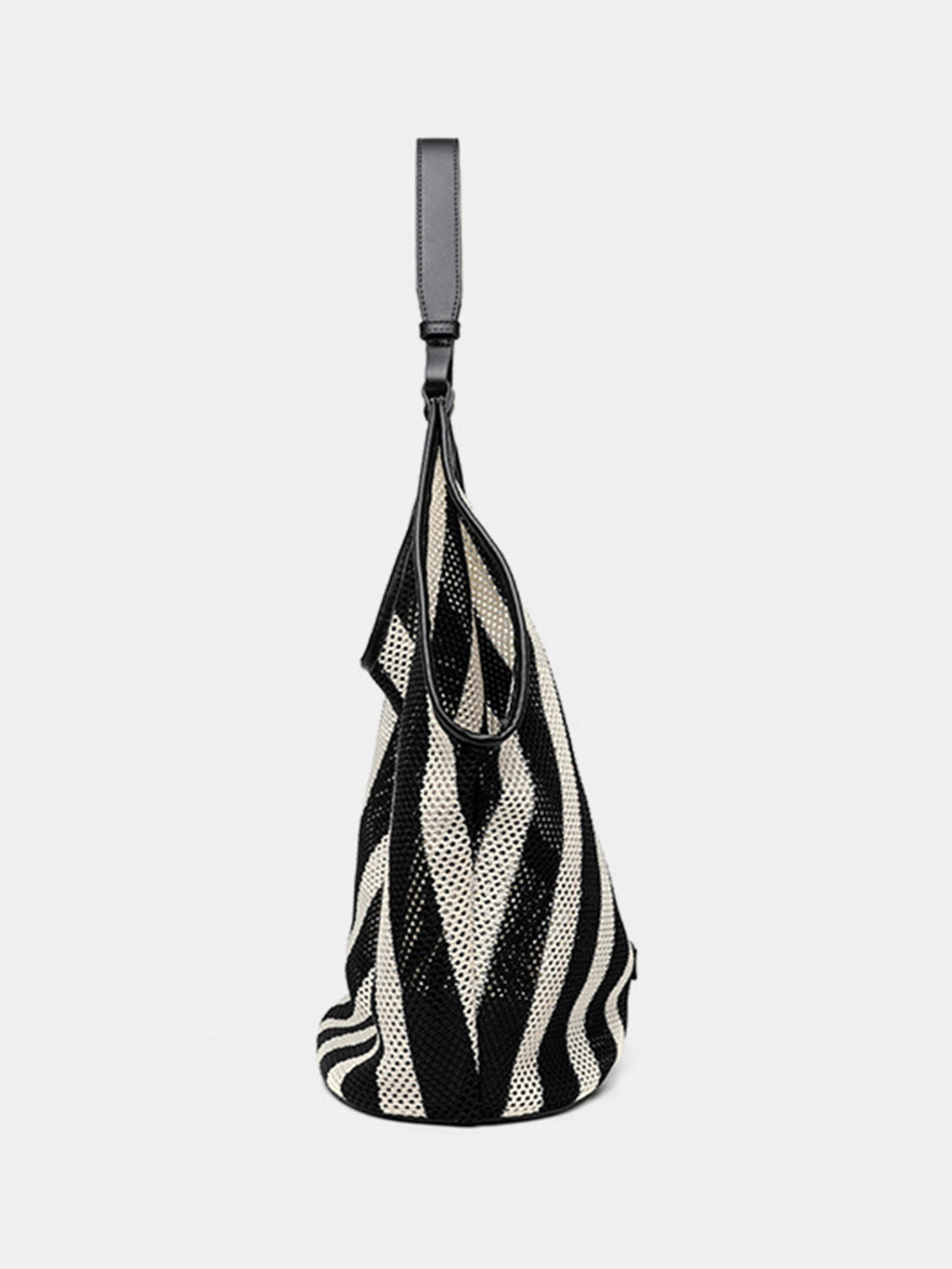Striped Woven Mesh Hobo Shoulder Bag Lightweight Casual Everyday Style